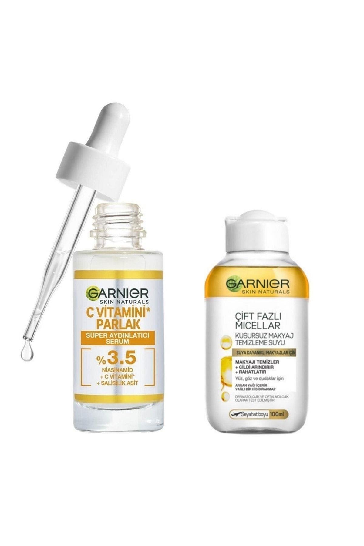 C Vitamini Aydınlatıcı Serum-30ml+ Çift Faz Micellar Kusursuz Makyaj Tem.suyu 100ml