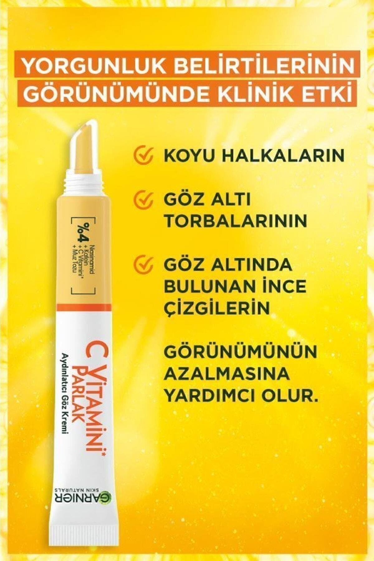 C Vitamini Parlak Aydınlatıcı Göz Kremi 15ml + Süper Aydınlatıcı Serum 30ml + Makyaj Temizleme Suyu