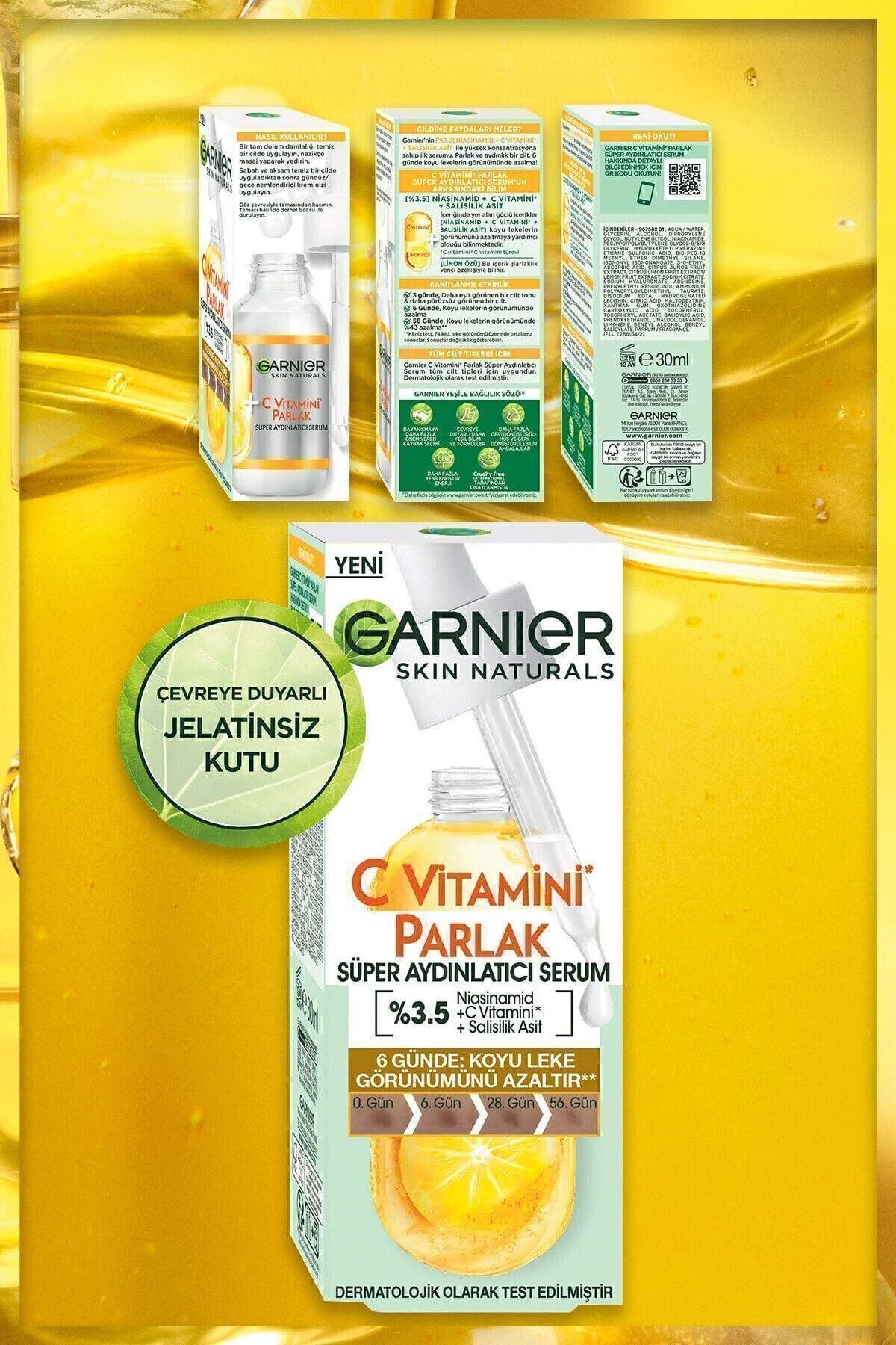 C Vitamini Parlak Süper Aydınlatıcı Serum 30ml & Kömürlü 3'ü 1 Arada Siyah Nokta Karşıtı 50 Ml