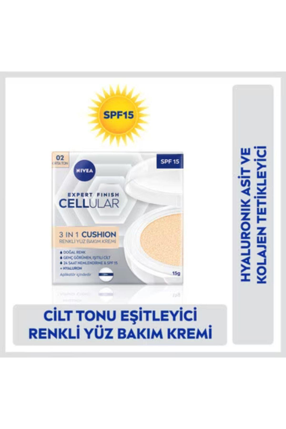Cellular Expert Finish 3in1 Cushion Renkli Orta Ton Yüz Bakım Kremi 02 15 ml