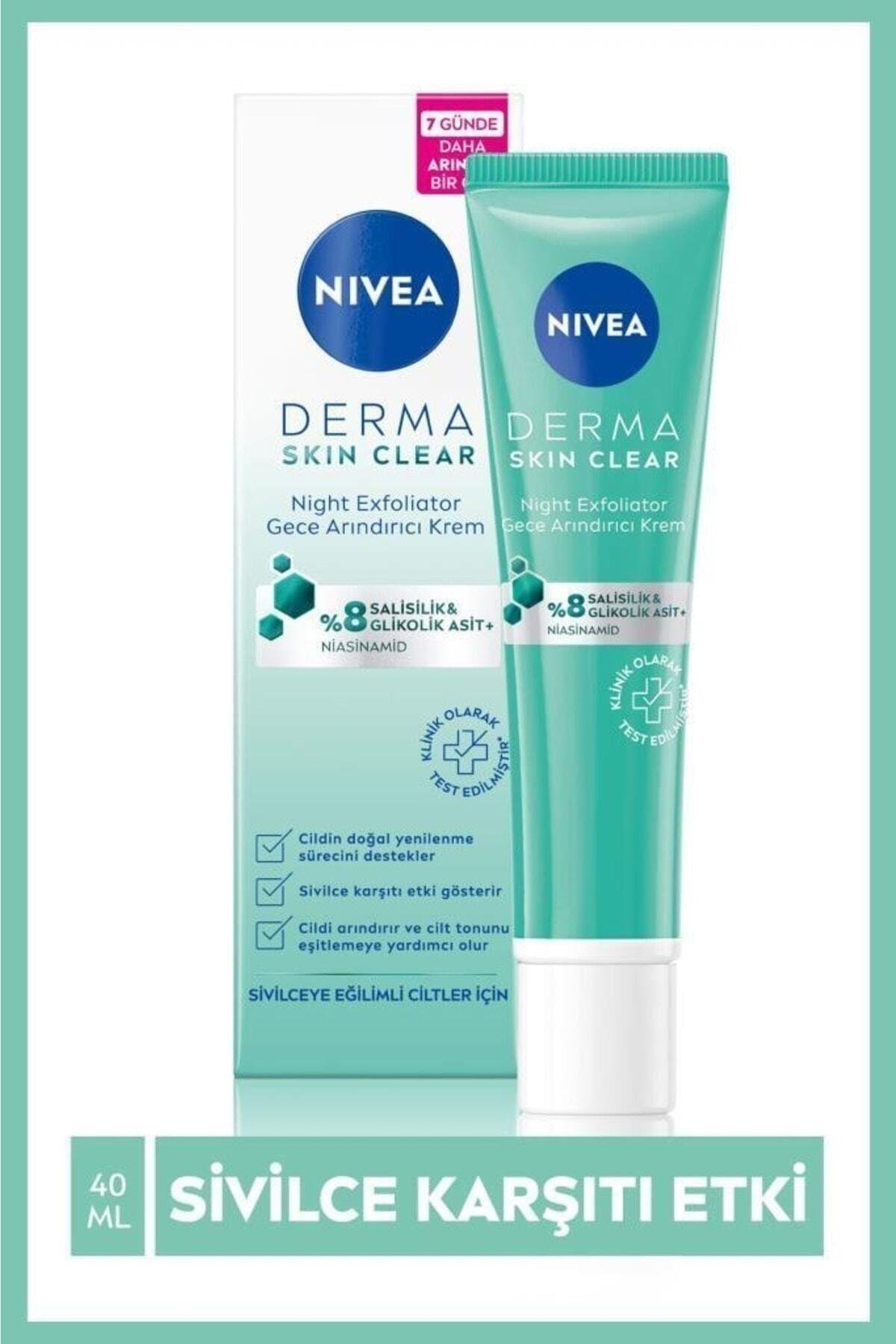 Derma Skin Clear Night Exfoliator Sivilce Karşıtı Gece Arındırıcı Krem//40ml;(aha) Ve Salisilik Asit