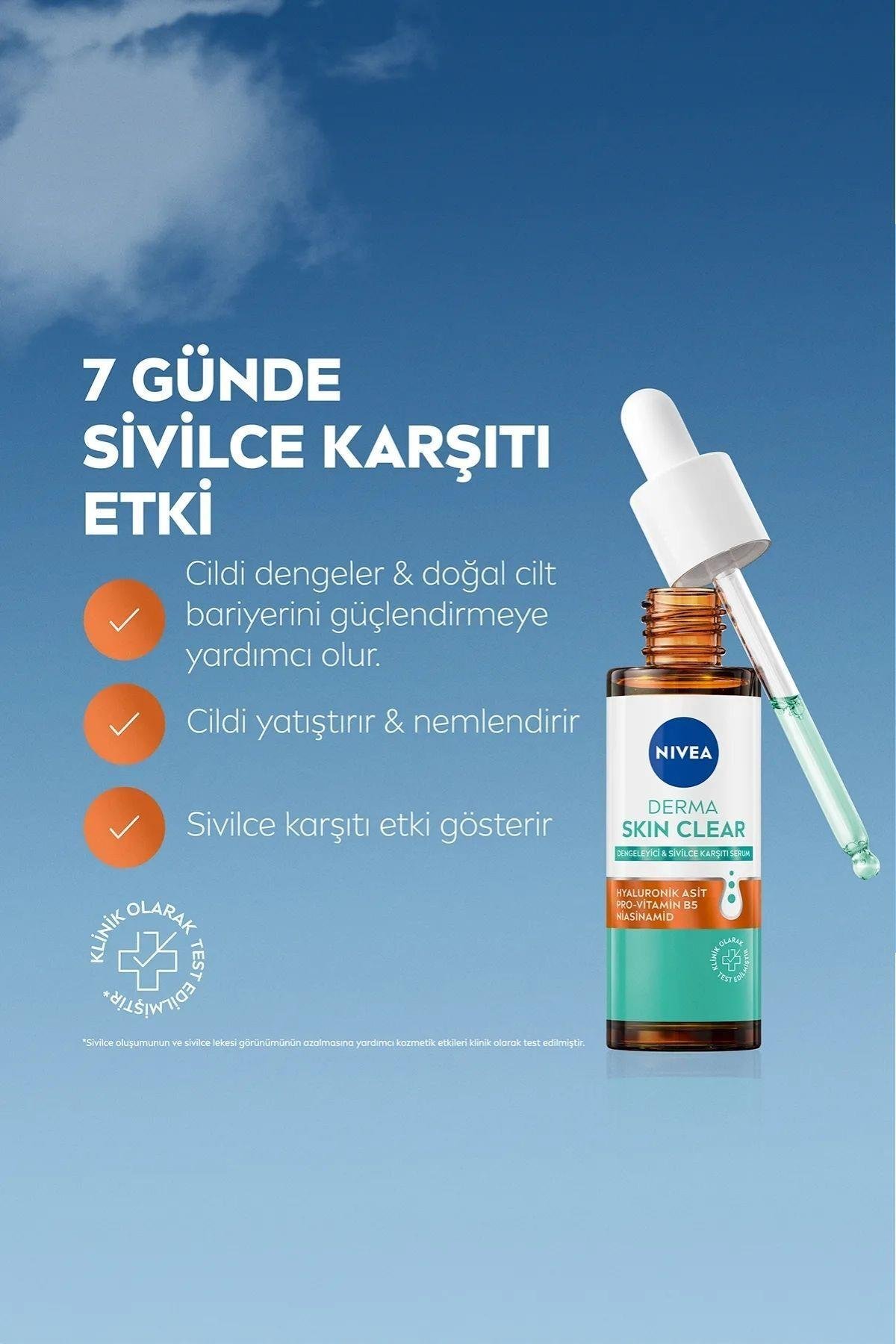 Derma Skin Clear Sivilce Karşıtı Cilt Bakım Seti, Serum 30ml, Yüz Temizleme Jeli 150ml, Tonik 200ml