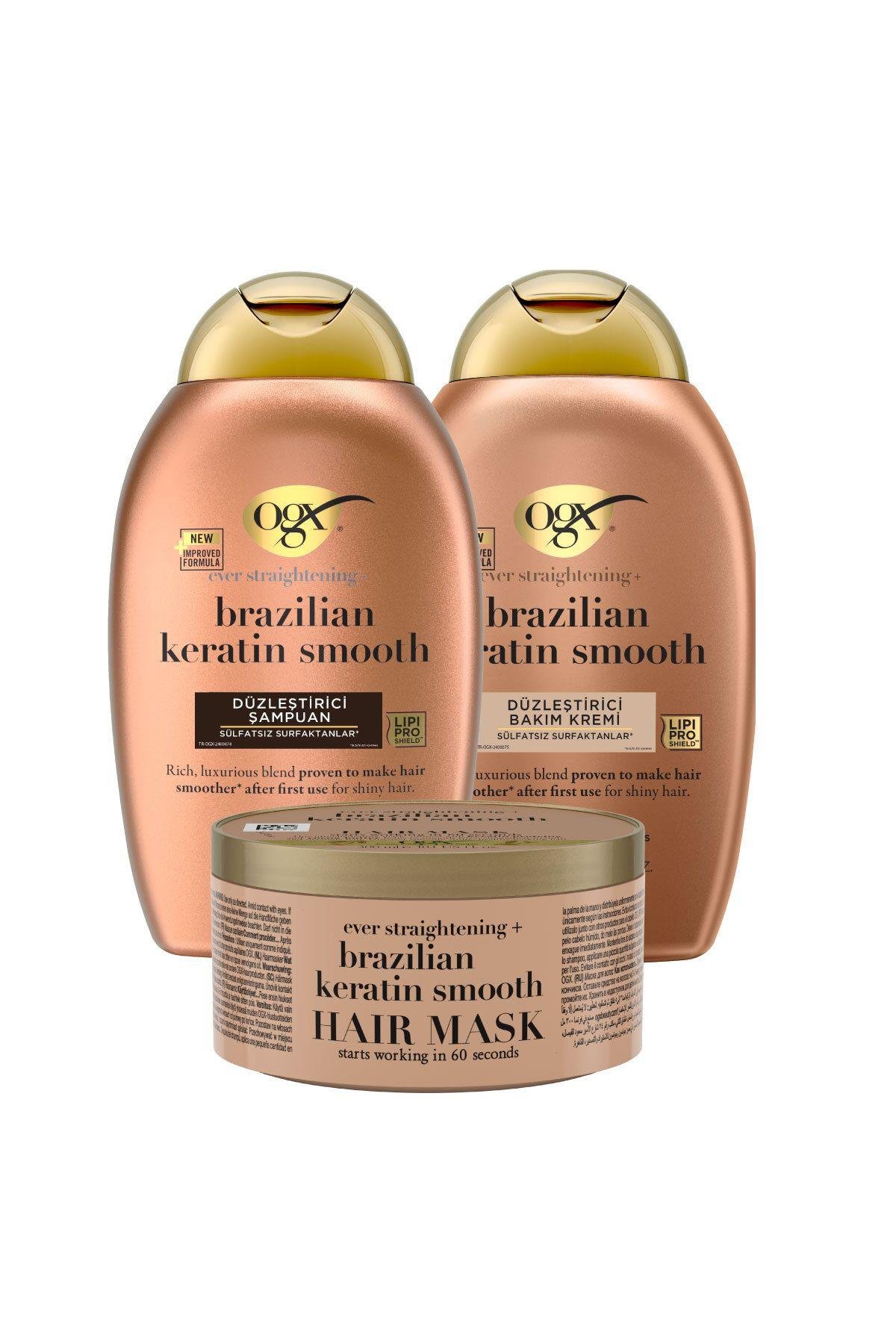 Düzleştirici Brazilian Keratin Smooth Sülfatsız Şampuan Sülfatsız Saç Kremi Saç Maskesi