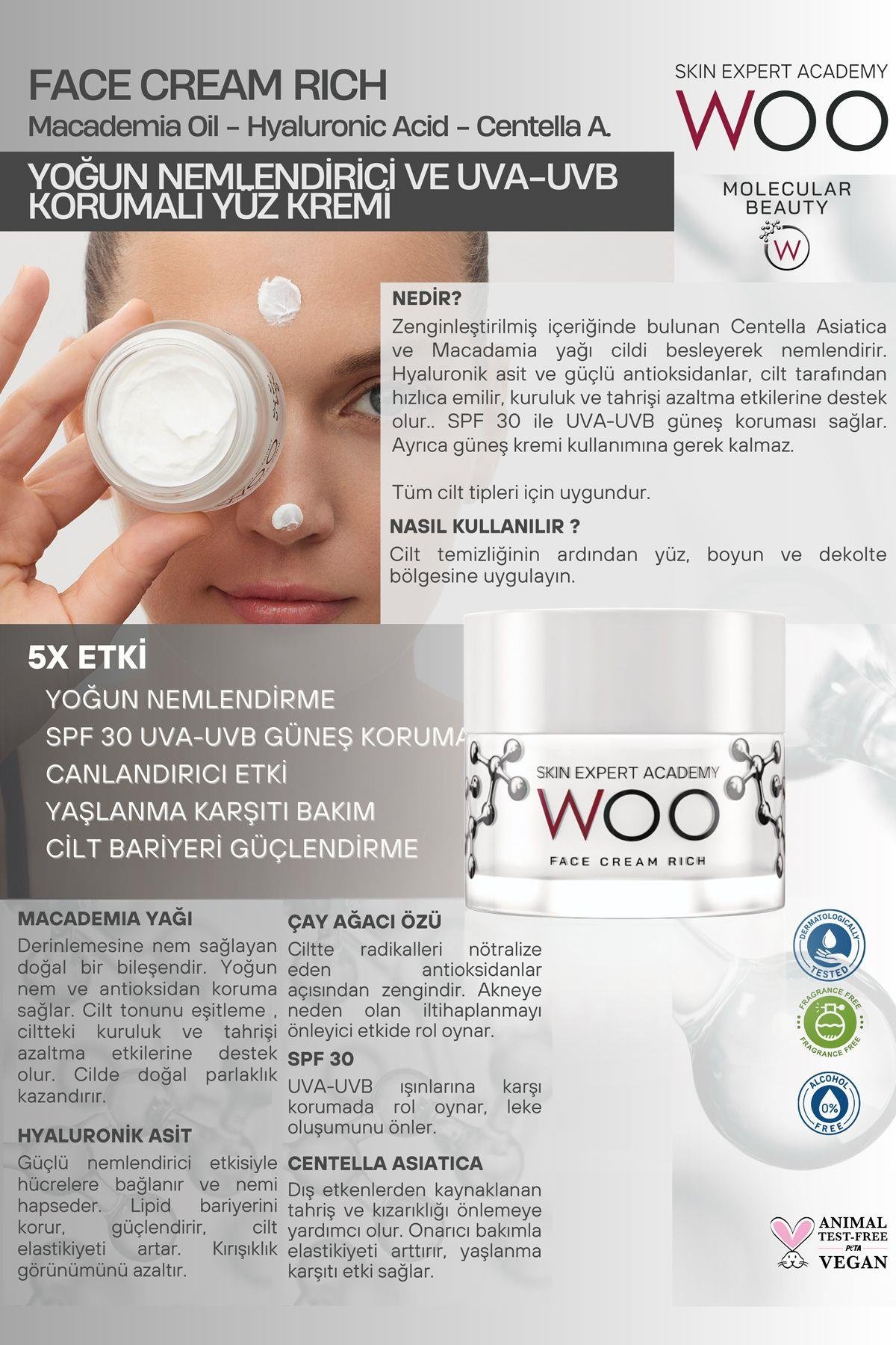 Face Cream Rich Yoğun Nemlendirici Güneş Korumalı Spf30 Yüz Kremi 50ml Uva-uvb