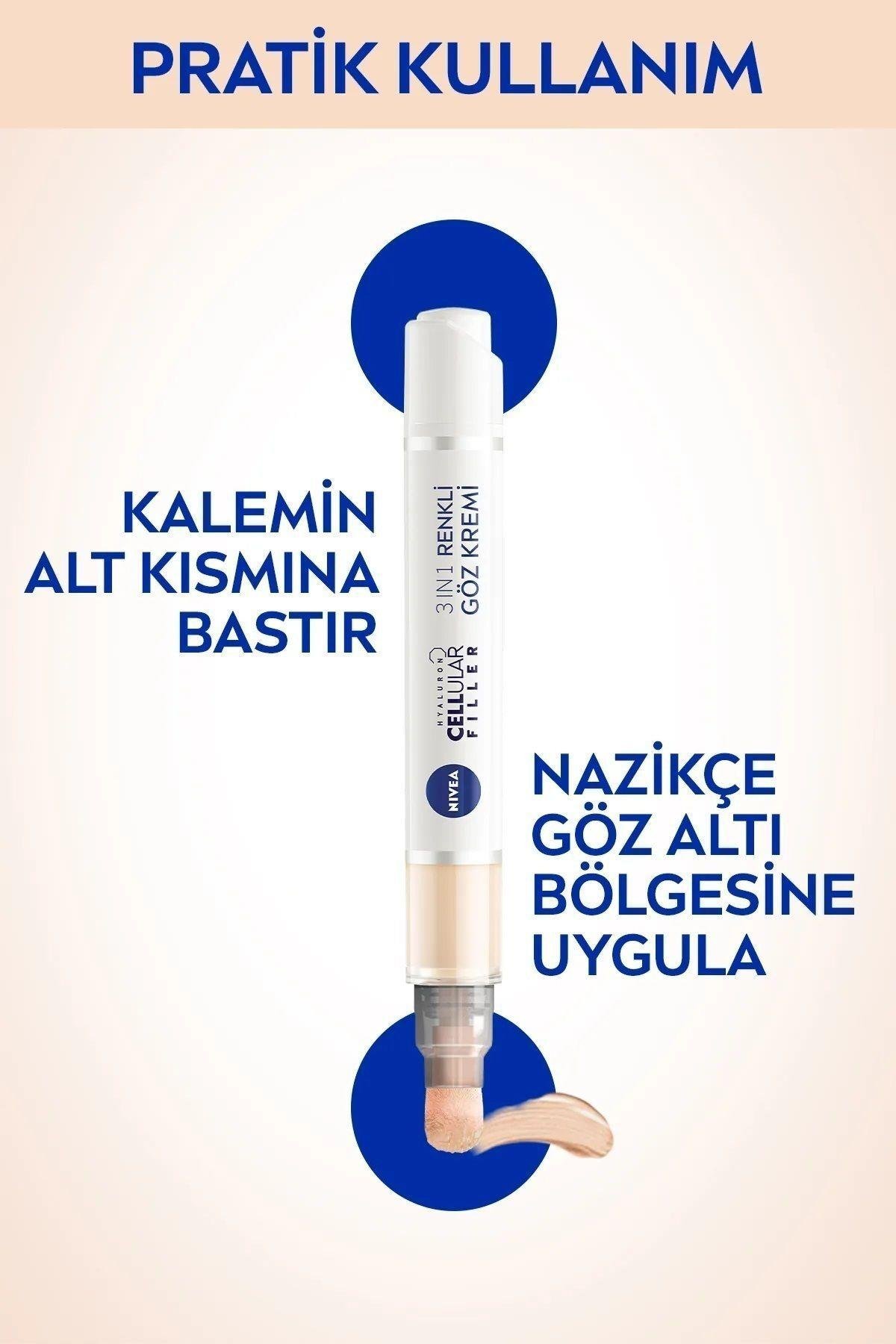 Hyaluron Cellular Filler 3 in 1 Renkli Orta Ton Göz Bakım Kremi 4 ml Göz Altı Kapatıcısı