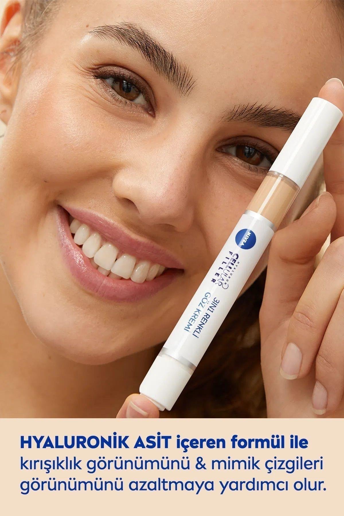 Hyaluron Cellular Filler 3 in 1 Renkli Orta Ton Göz Bakım Kremi 4 ml Göz Altı Kapatıcısı