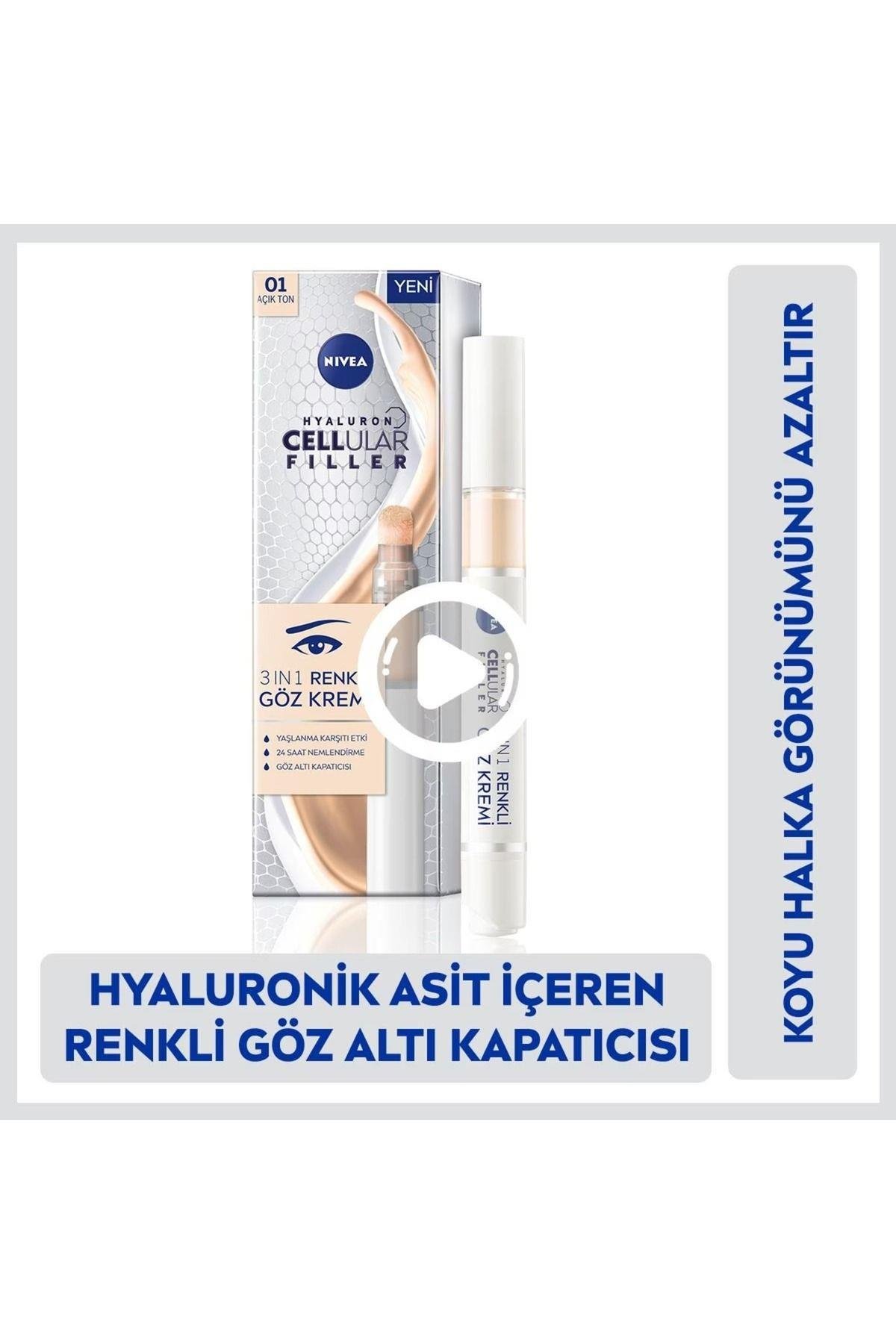Hyaluron Cellular Filler 3in1 Renkli Açık Ton Göz Bakım Kremi 01