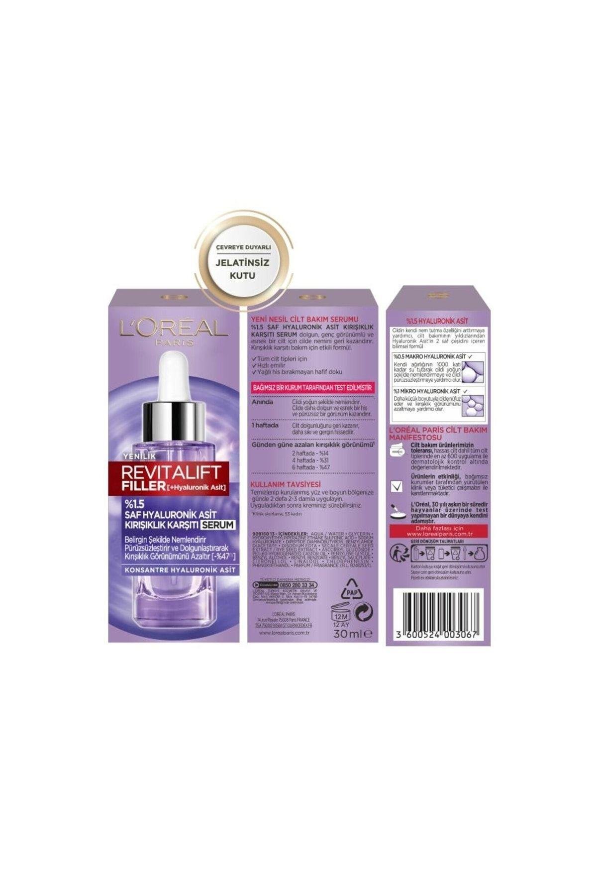 L’Oréal Paris Reift Filler%1.5 Saf Hyaluronik Asit Kırışıklık Karşıtı Serum (30 Ml)