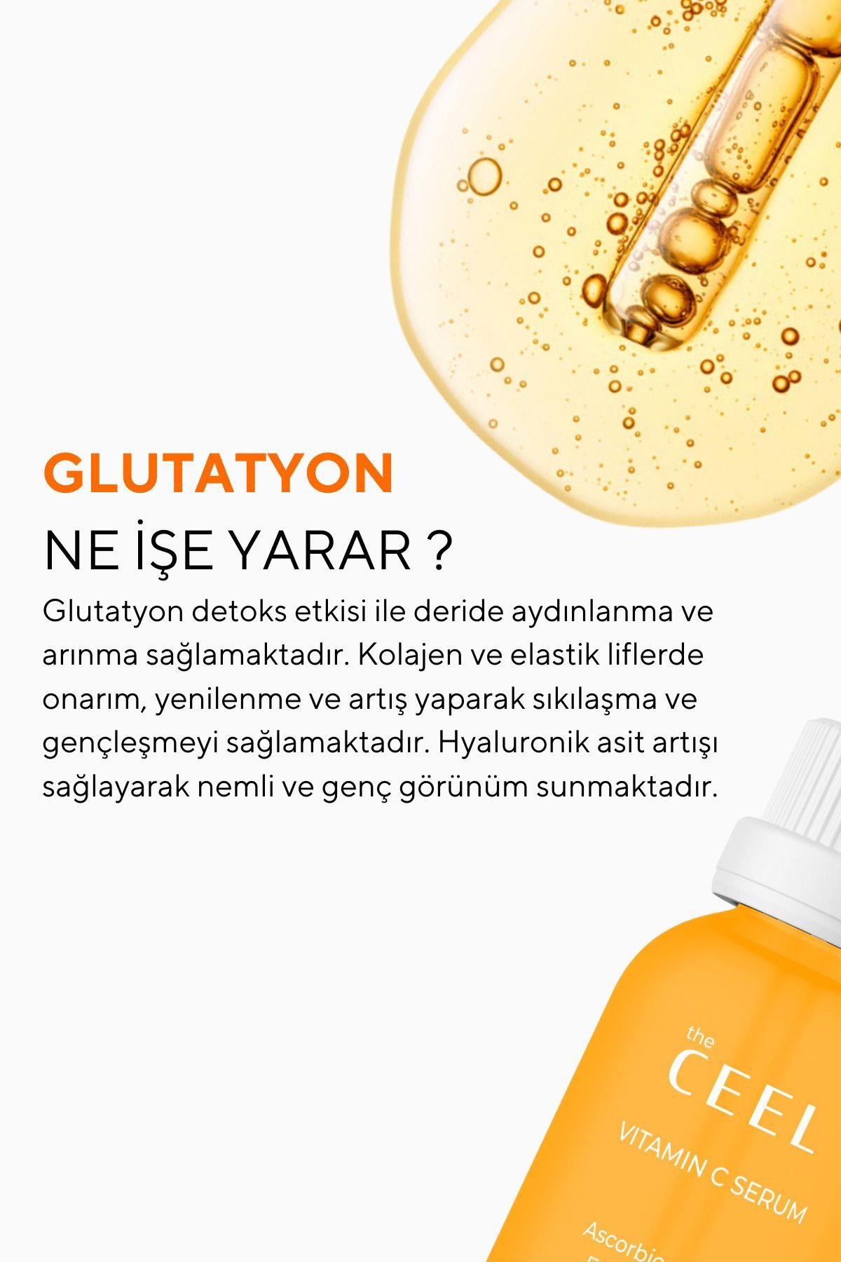 Leke Karşıtı Aydınlatıcı Vitamin C Serum Glutatyon, Ferulic Asit, %20 Ascorbic Asit 30 ml