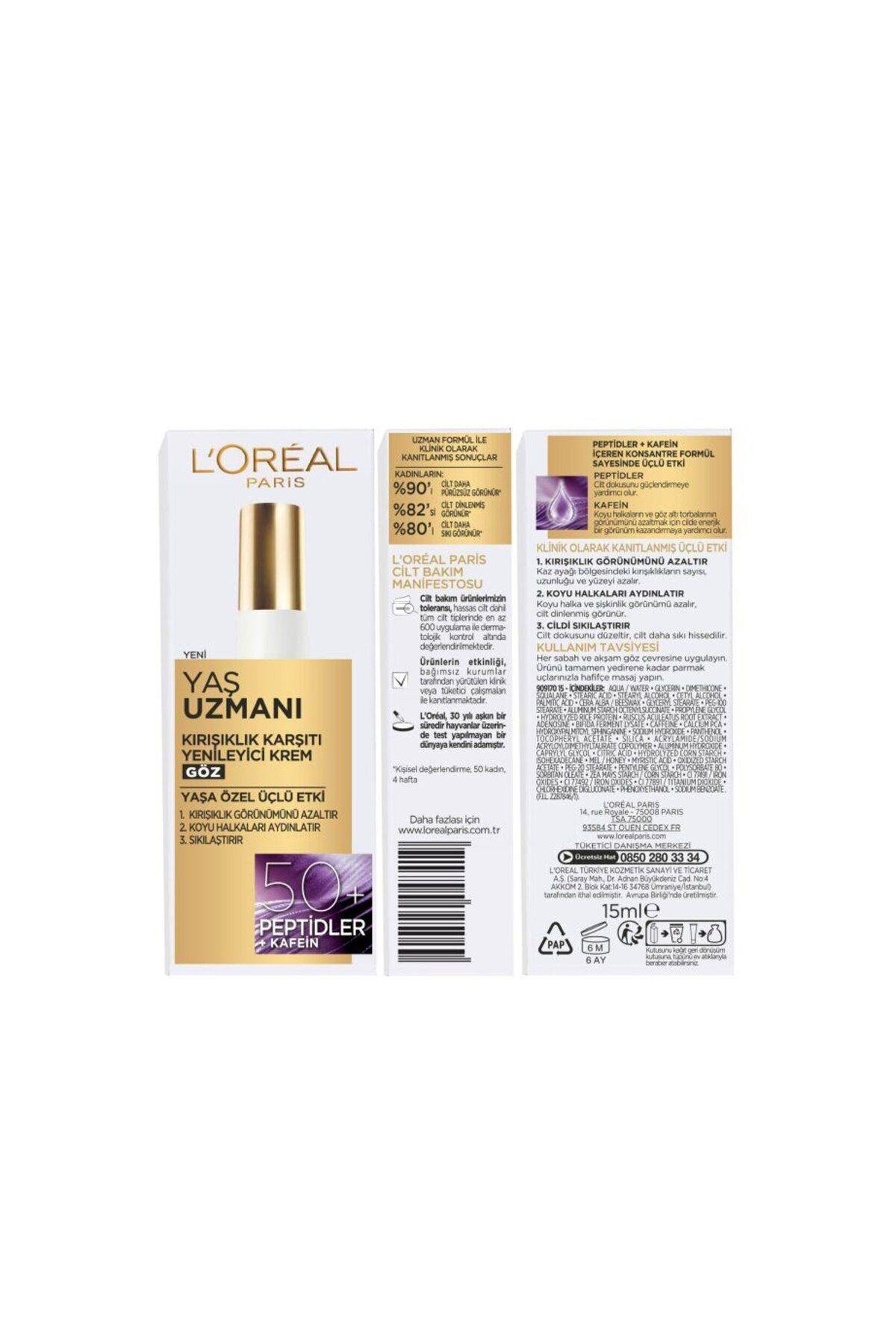 L'oréal Paris Yaş Uzmanı 50 Kırışıklık Karşıtı Yenileyici Göz Kremi