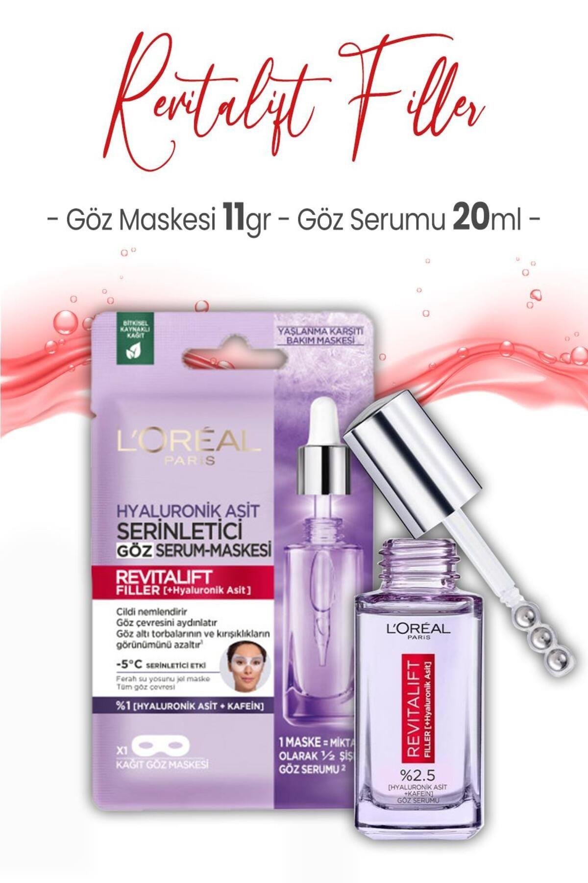 Loreal Paris Revitalift Filler Göz Serumu 20 ml ve Göz Serum Maskesi 11 gr