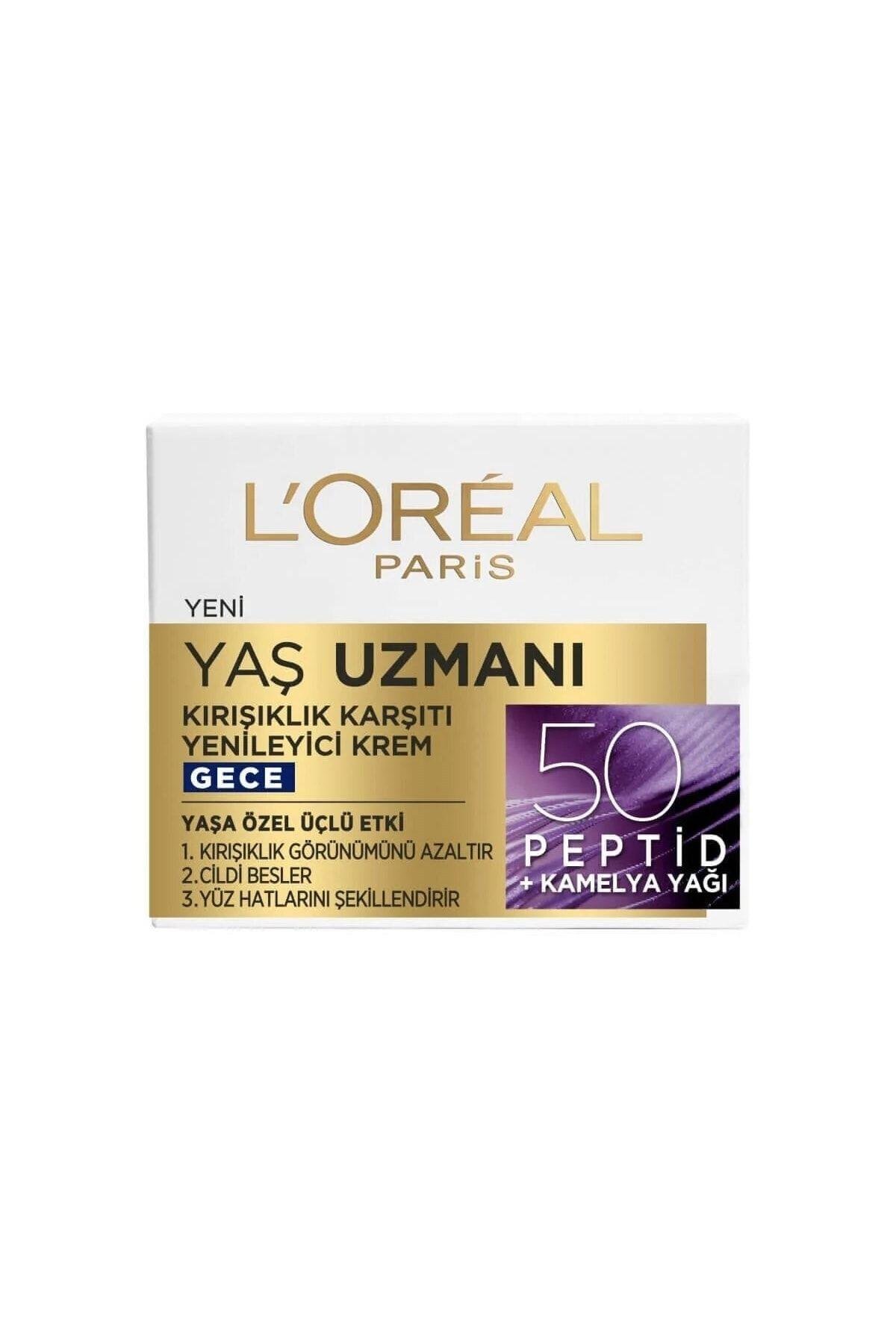 Loreal Paris Yaş Uzmanı Kırışıklık Karşıtı Yenileyici Gece Kremi 50 ml 50+Yaş