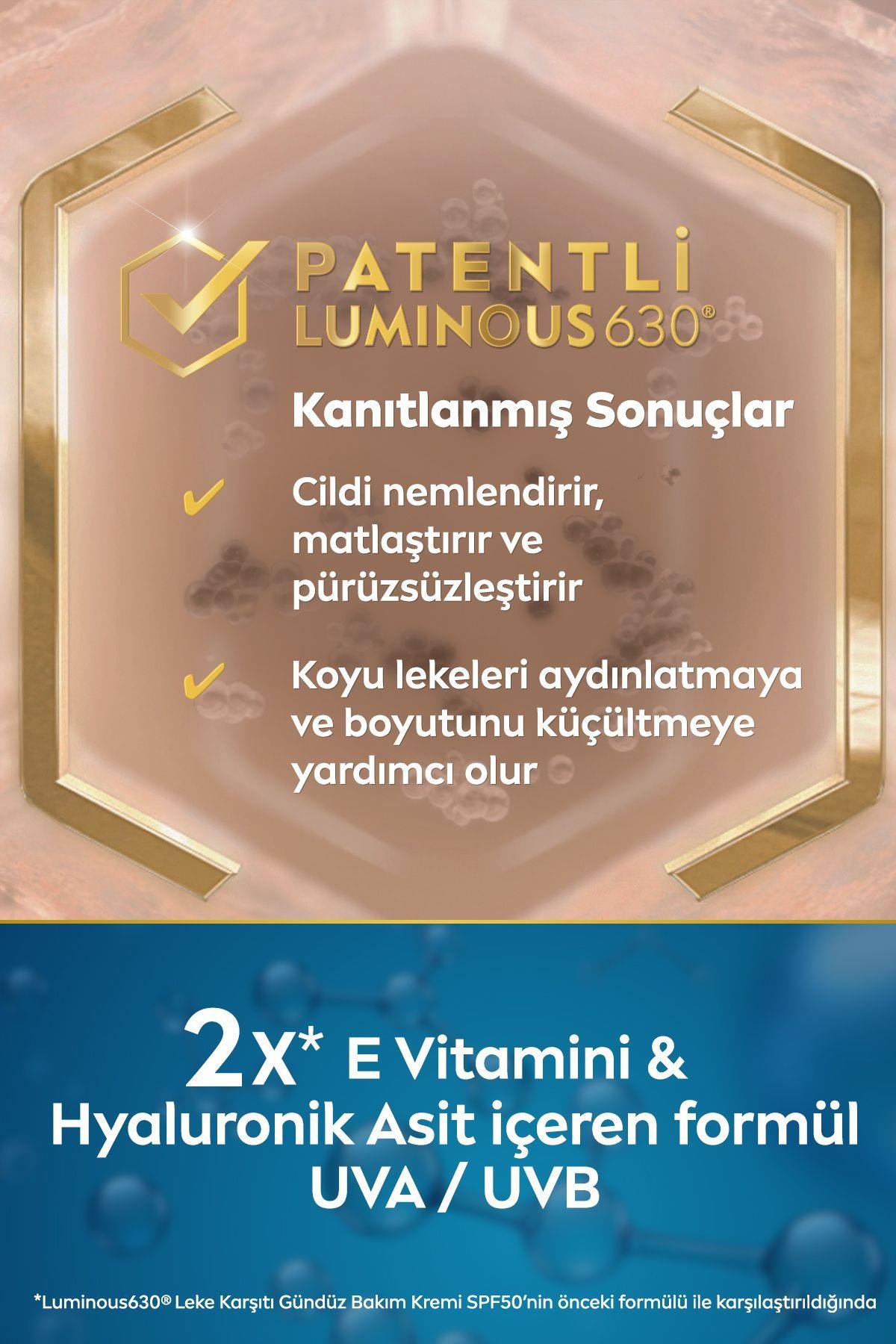 Luminous630 Güneş Korumalı Leke Karşıtı Gündüz Yüz Kremi 40 Ml, Spf50, Hyaluronik Asit, E Vitamini