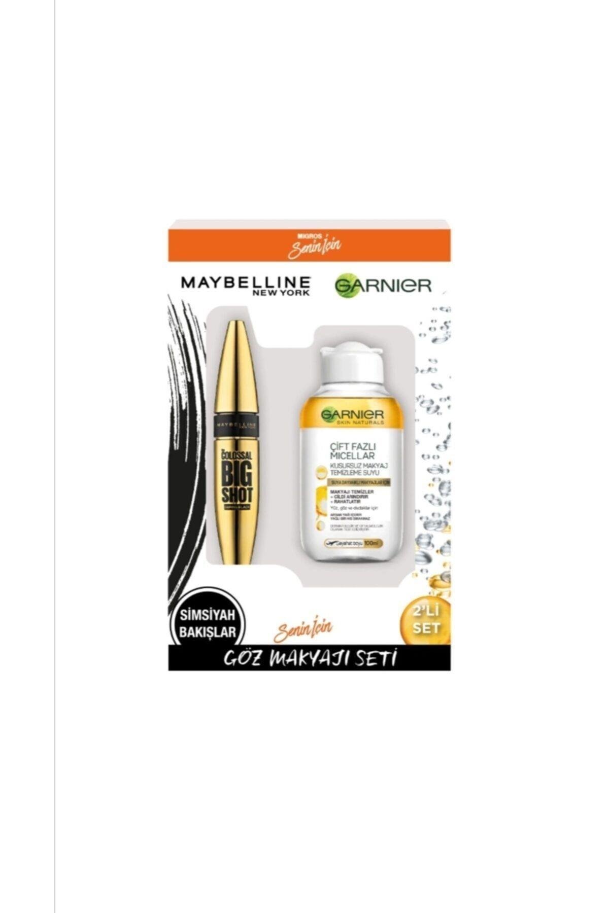 Maybelline Bigshot Black Maskara + Micellar 100ml Seyahat Boy Ikili Set