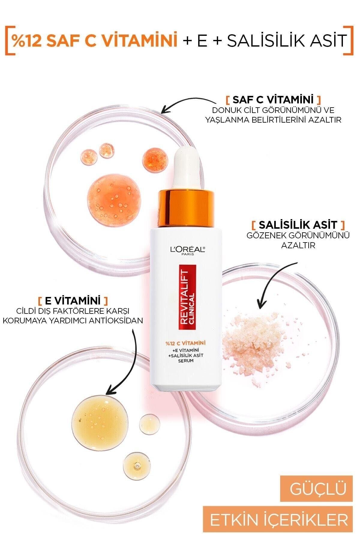 Orıjınal Yeni Loreal Revitalift Clinical %12 Saf C Vitamini Aydınlatıcı Serum 2 Adet 30ml