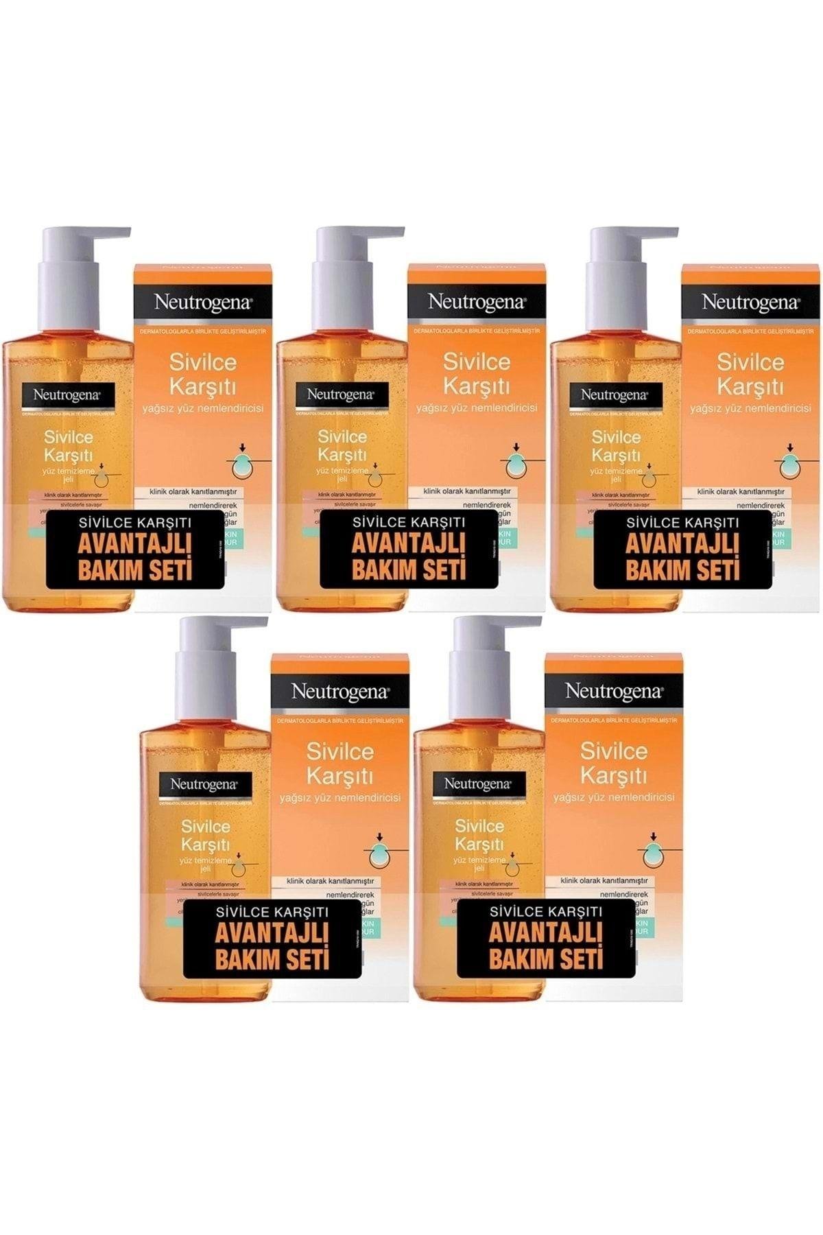 Sivilce Karşıtı Temizleme Jeli 200ml Nemlendirici 50ml (5 Lİ SET)