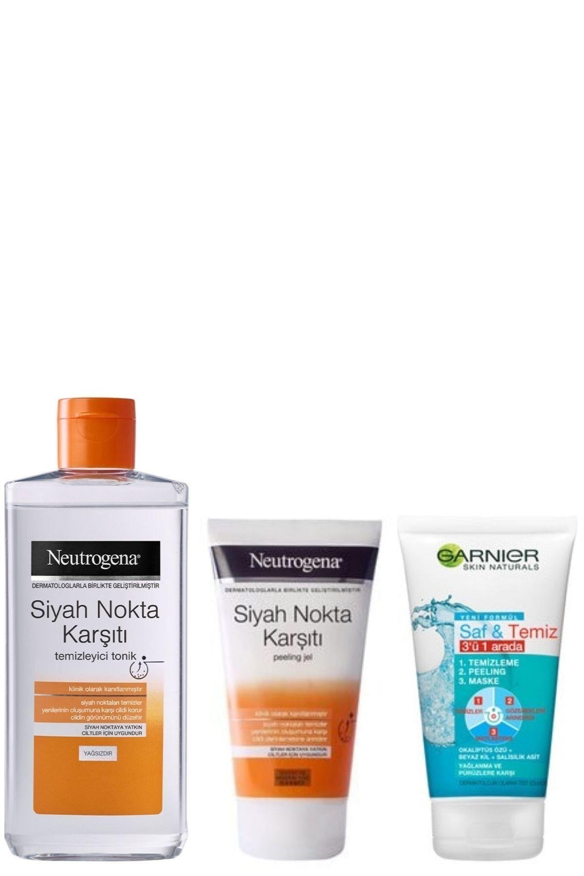 Siyah Nokta Tem.tonik 200ml&siyah Nokta Karşıtı Peeling Jel 150ml&garnier 3in1 Tem. Jeli 150 Ml