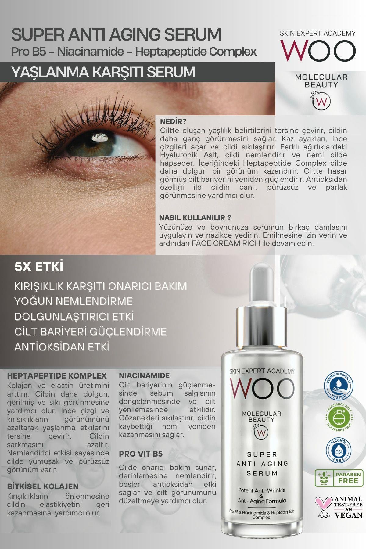 Super Anti Aging Yaşlanma, Kırışıklık Ve Sarkma Karşıtı Serum 50ml Dolgunlaştırıcı Bakım