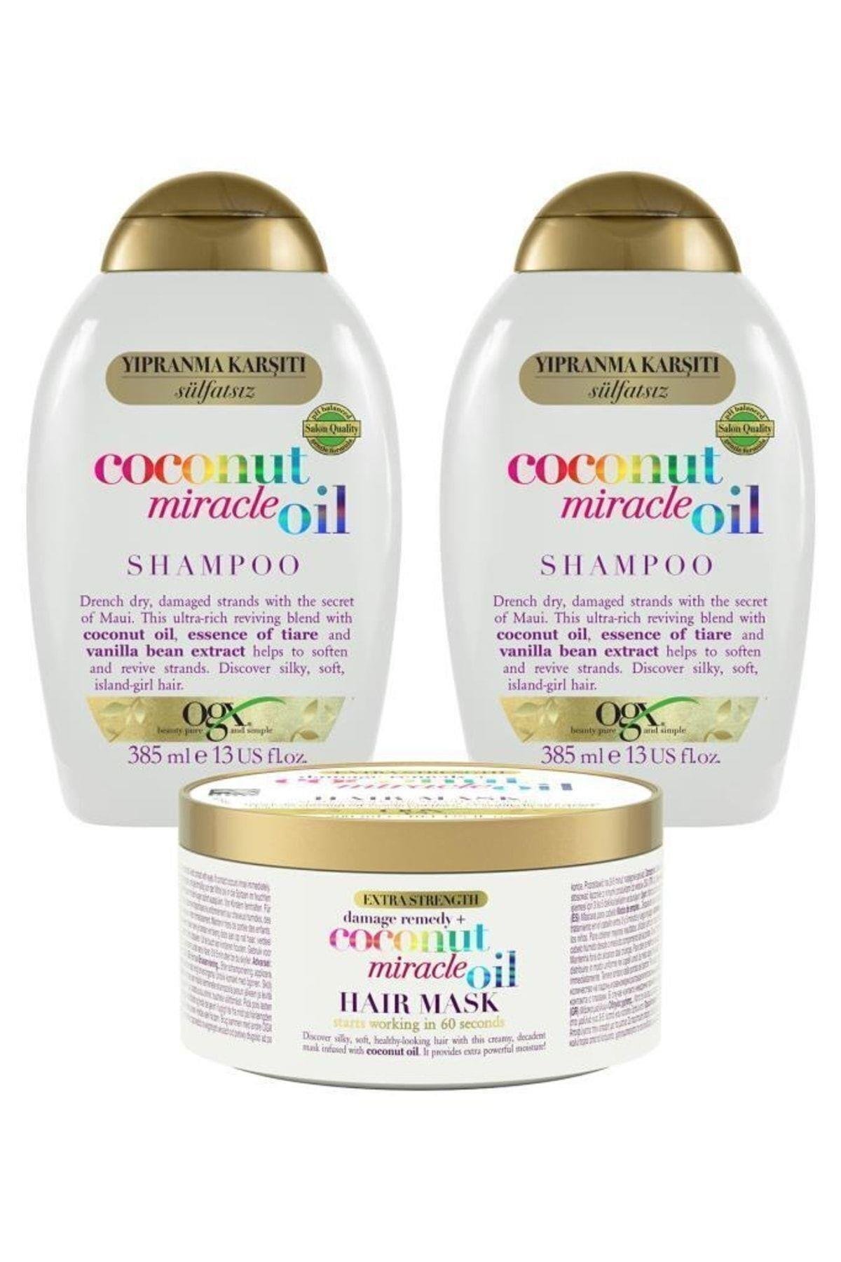 Yıpranma Karşıtı Coconut Miracle Oil Sülfatsız Şampuan X2 Sülfatsız Saç Maskesi