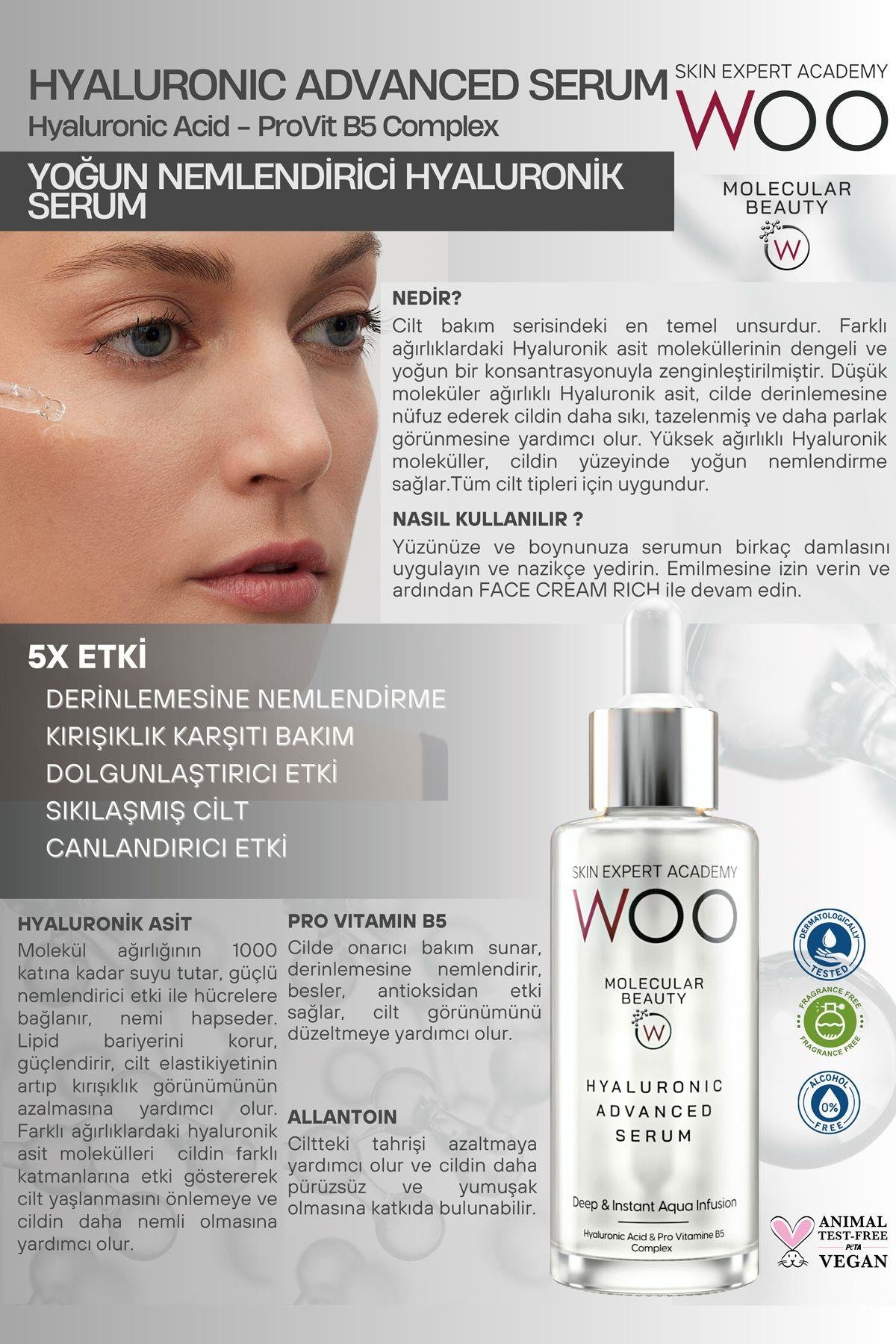 Yoğun Nemlendirici Hyaluronik Asit Serum 50ml Dolgunlaştırma Ve Sıkılaştırma Asit Moleküllü