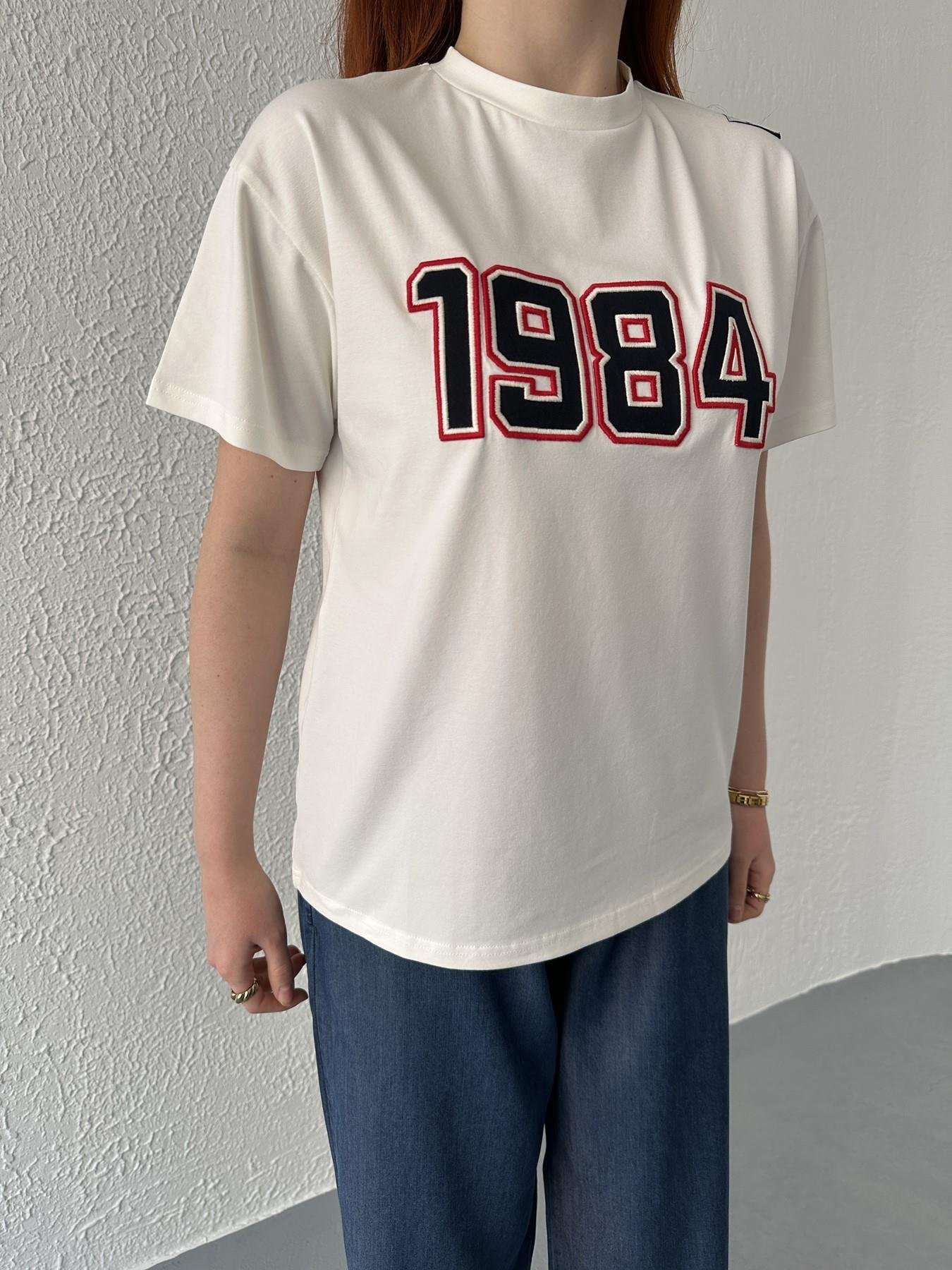 1984 Nakışlı Tişört Ekru