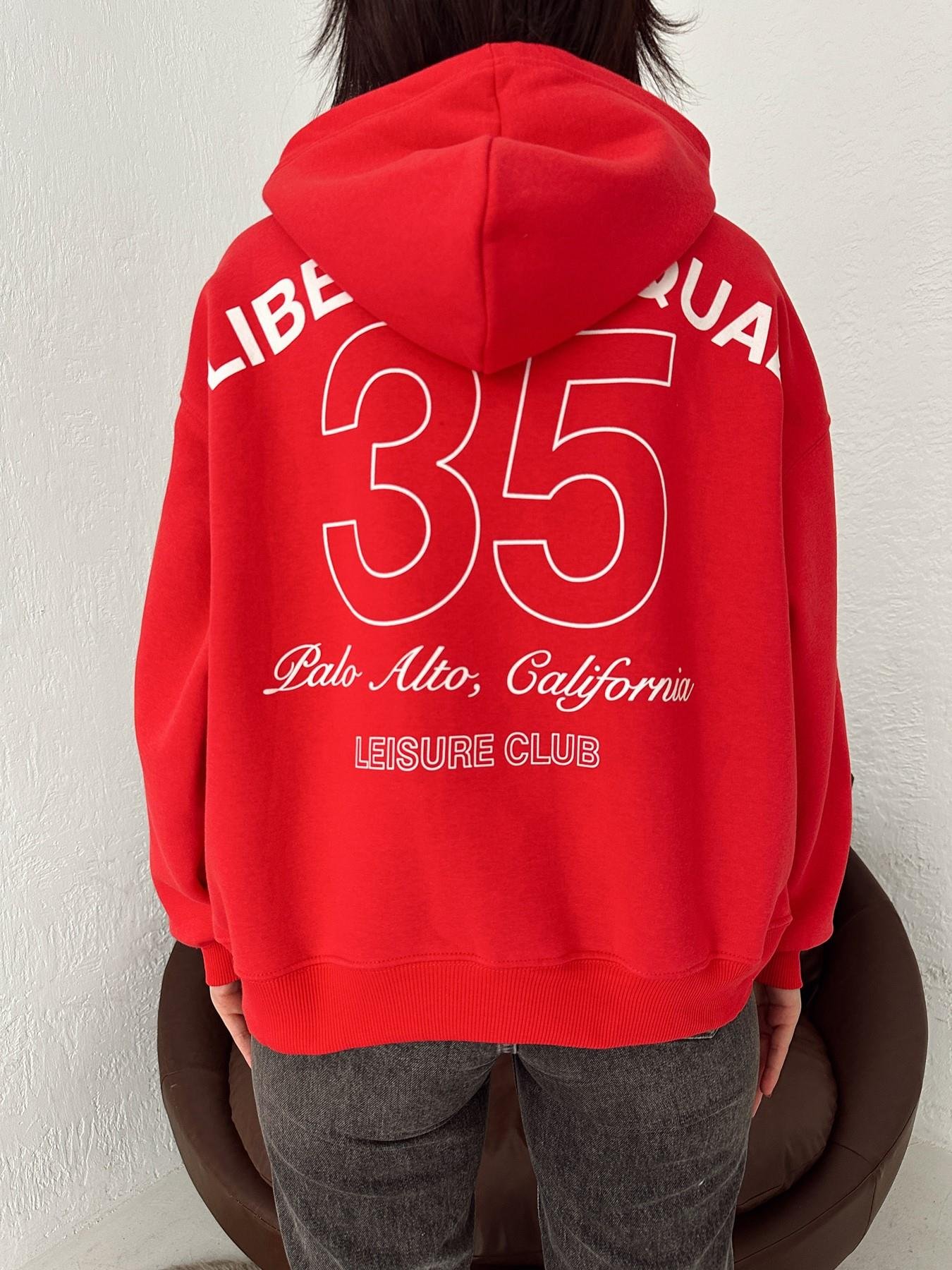 35 Baskılı Sweatshirt KIRMIZI