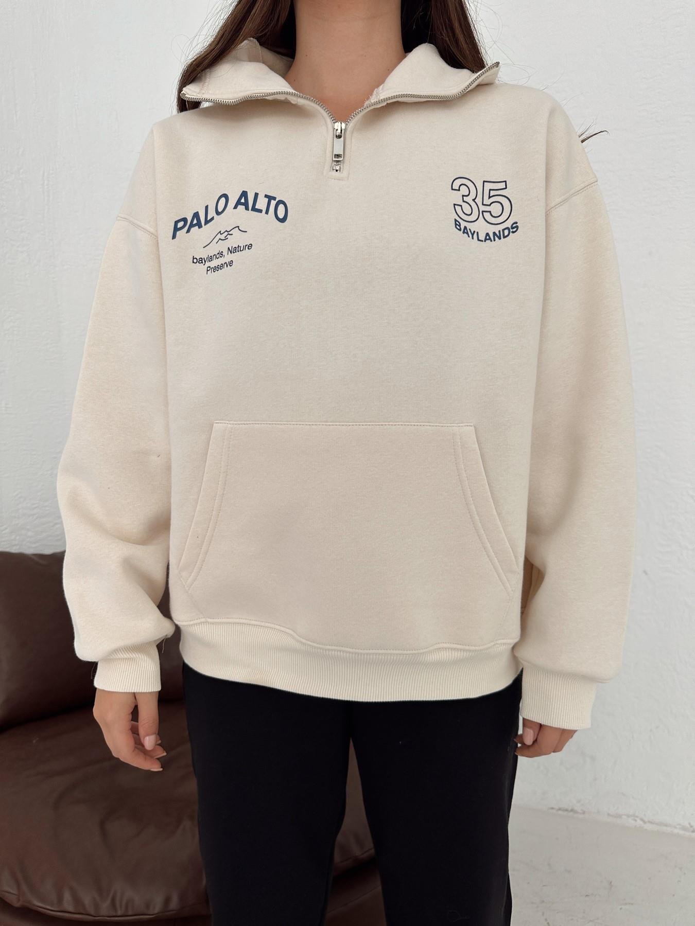 35 Baskılı Sweatshirt TAŞ