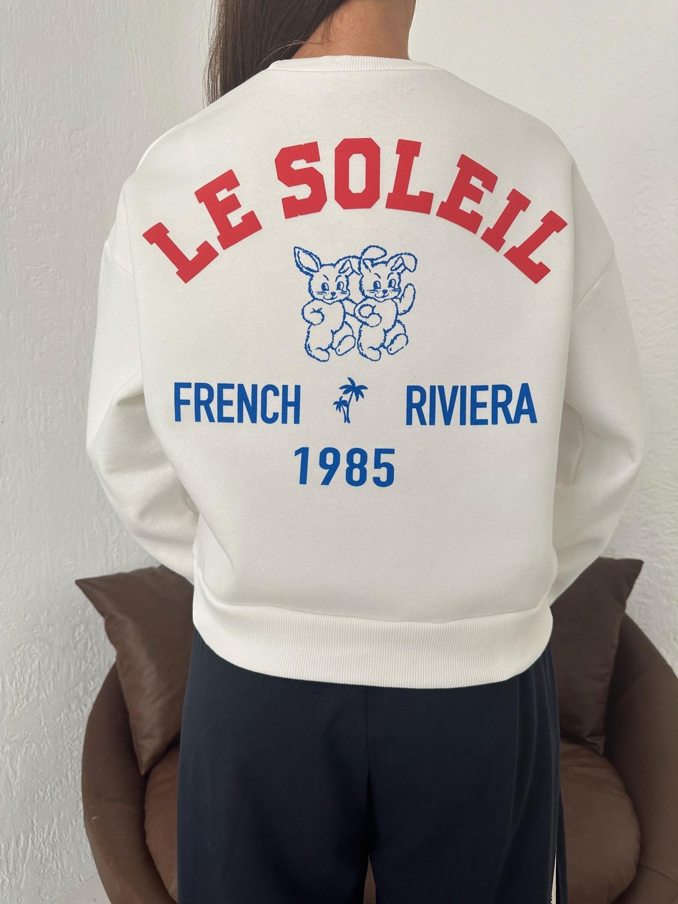 85 Baskılı Sweatshirt EKRU