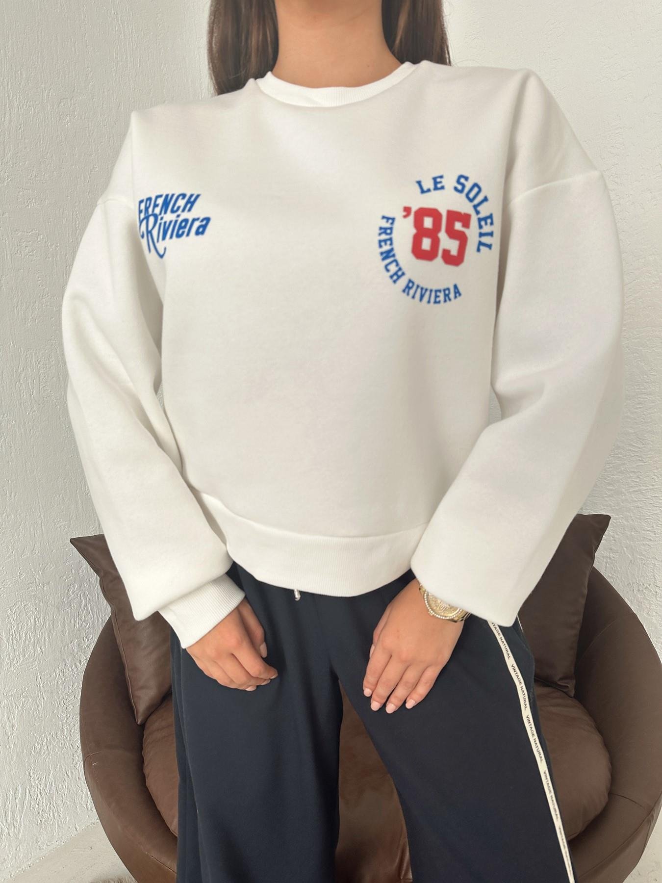 85 Baskılı Sweatshirt EKRU