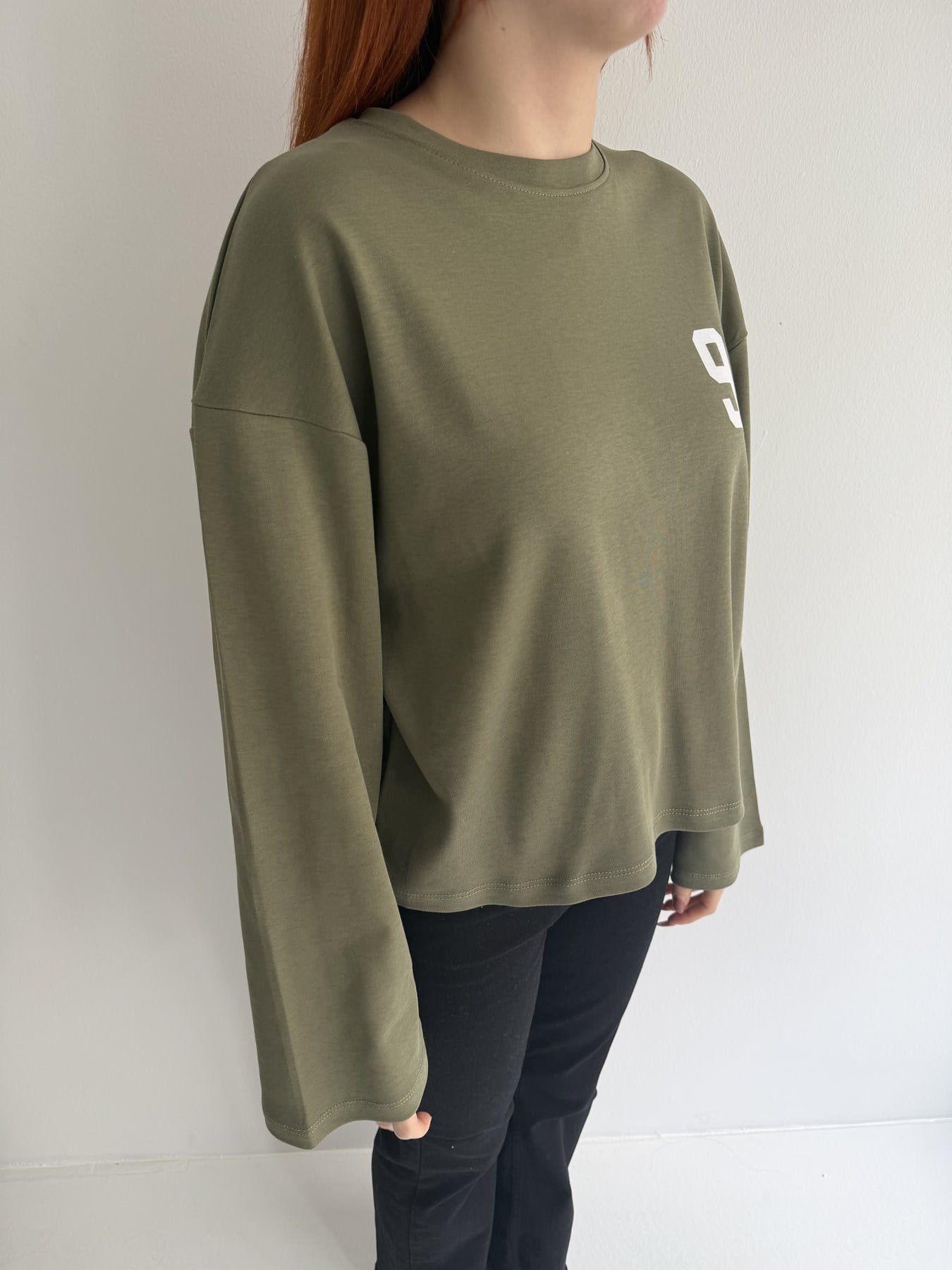91 Baskılı Sweatshirt Haki