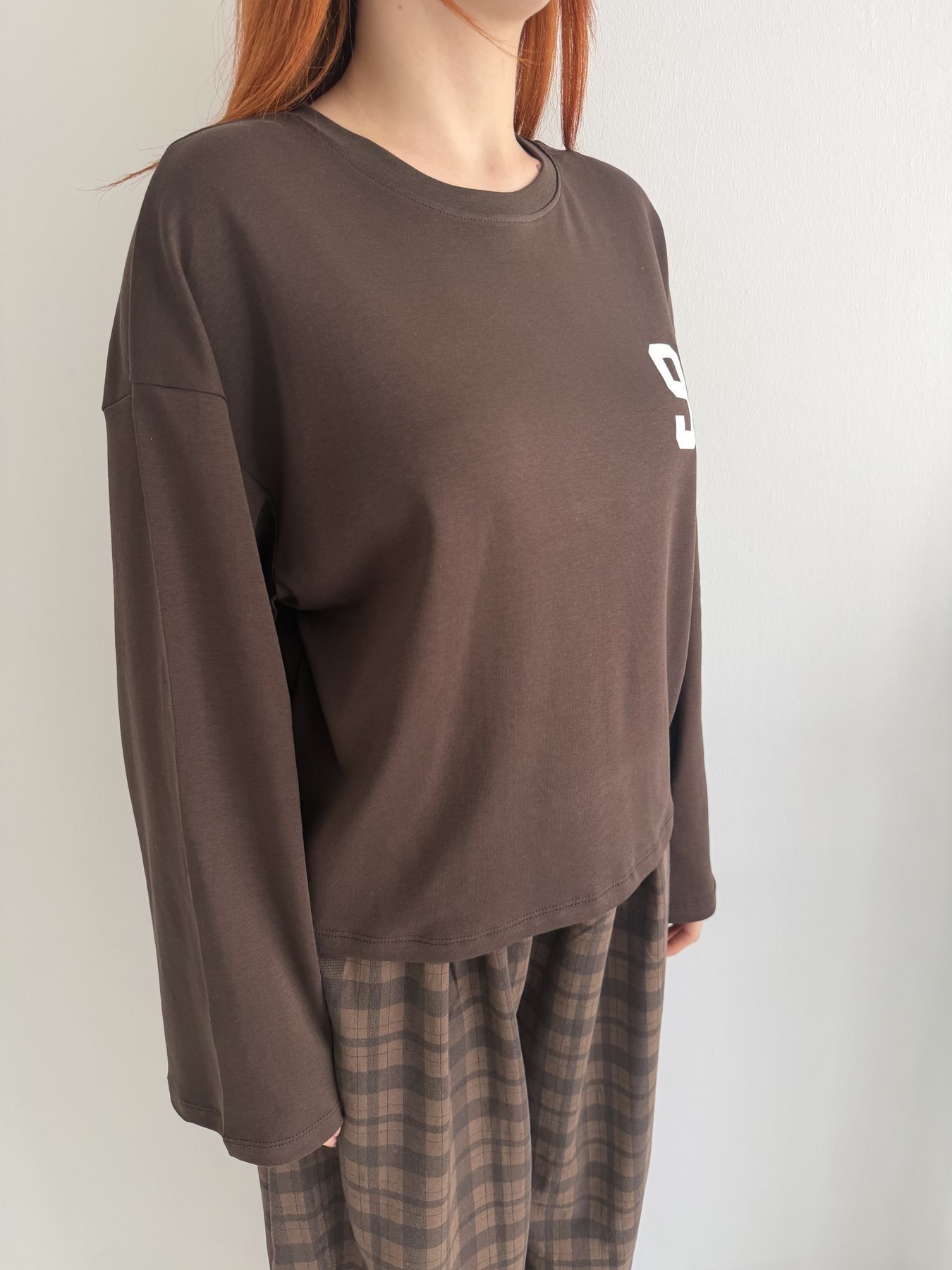 91 Baskılı Sweatshirt Kahve