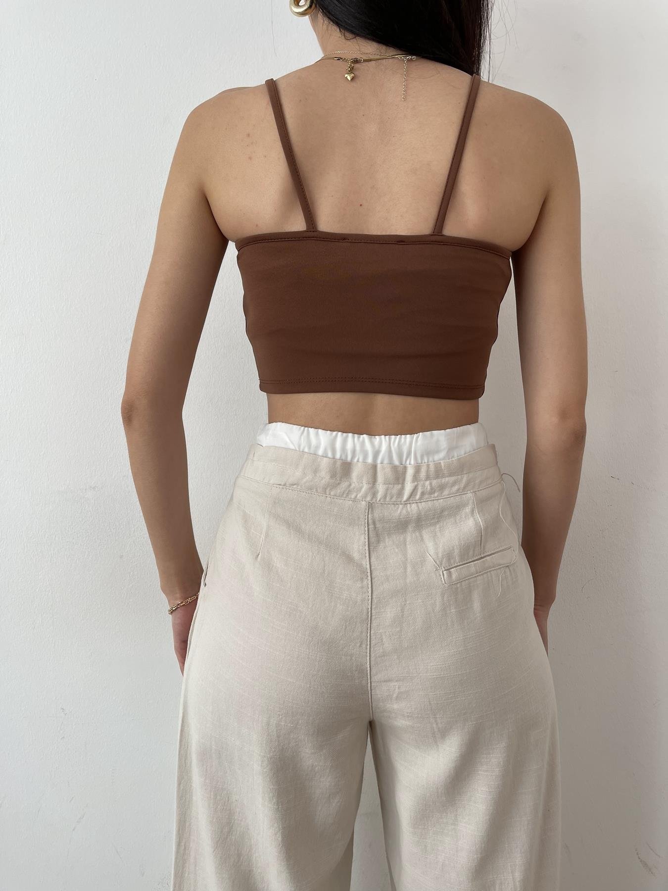 Askılı Crop KAHVE