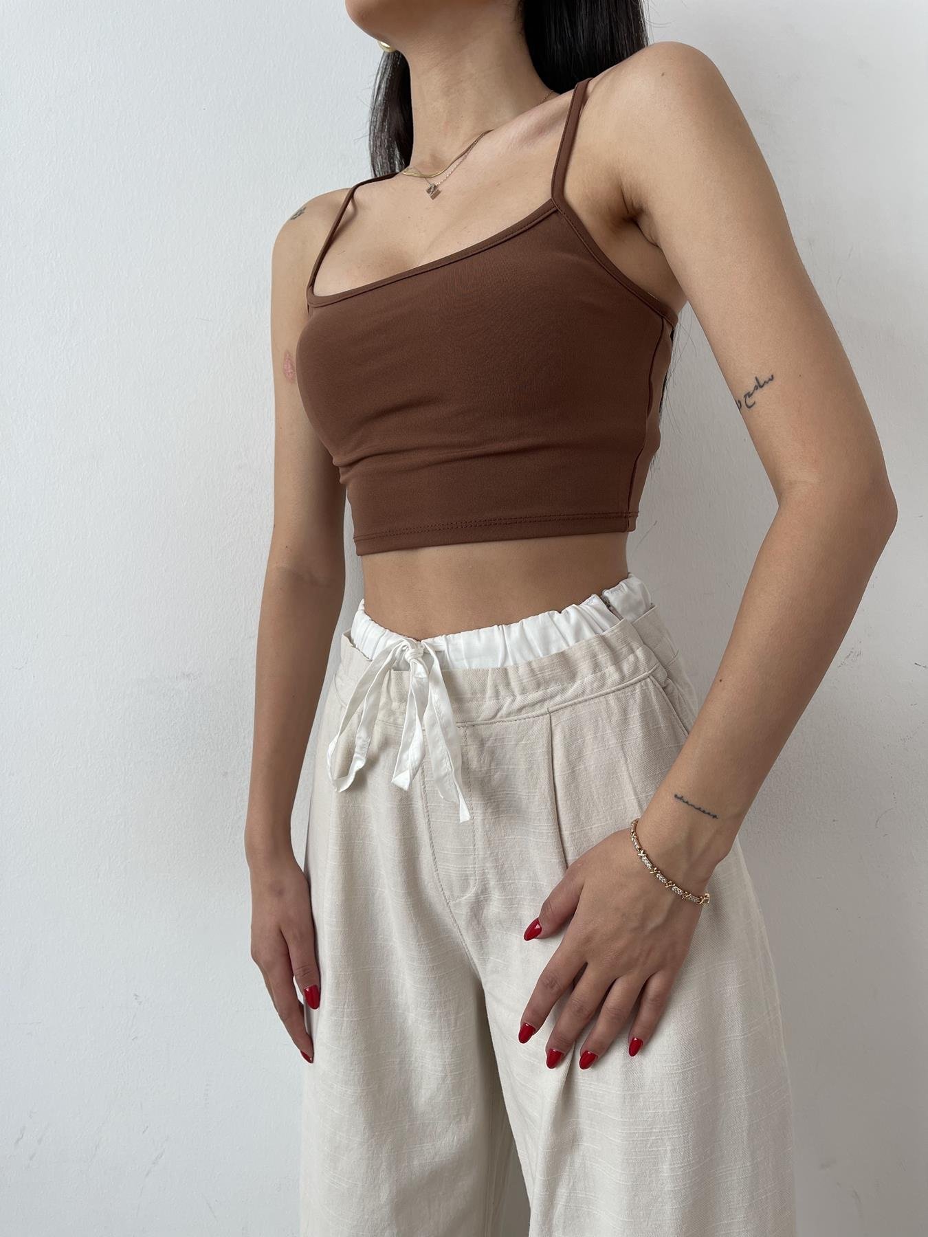 Askılı Crop KAHVE