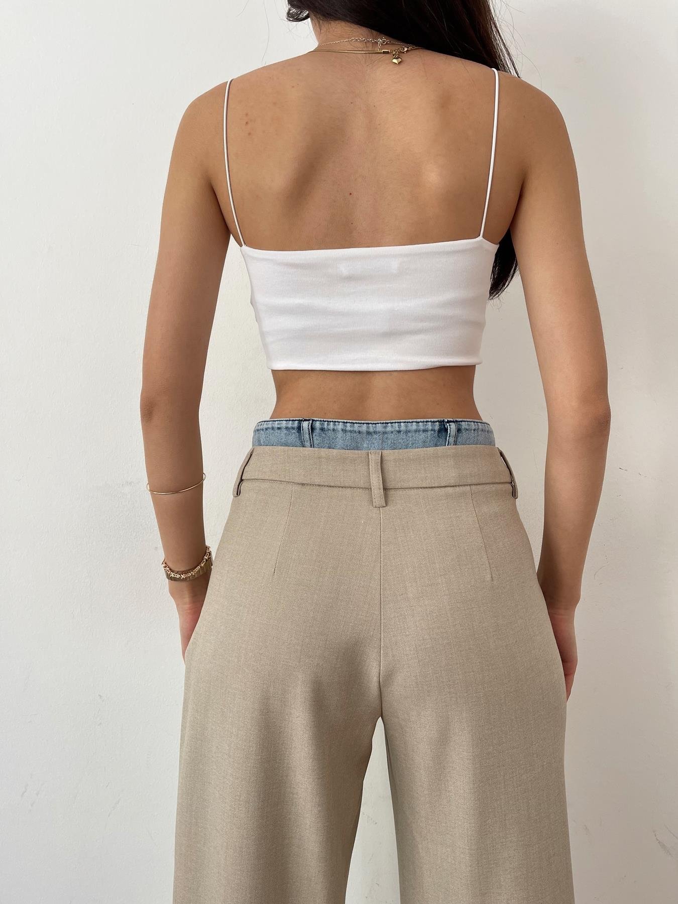 Askılı Crop Top BEYAZ