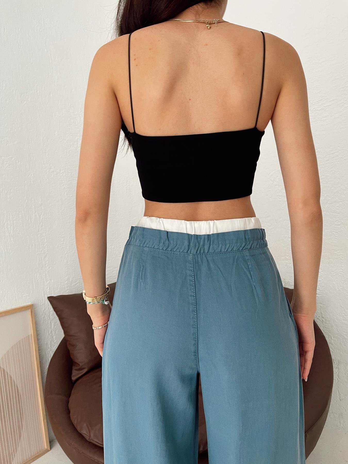 Askılı Crop Top SİYAH