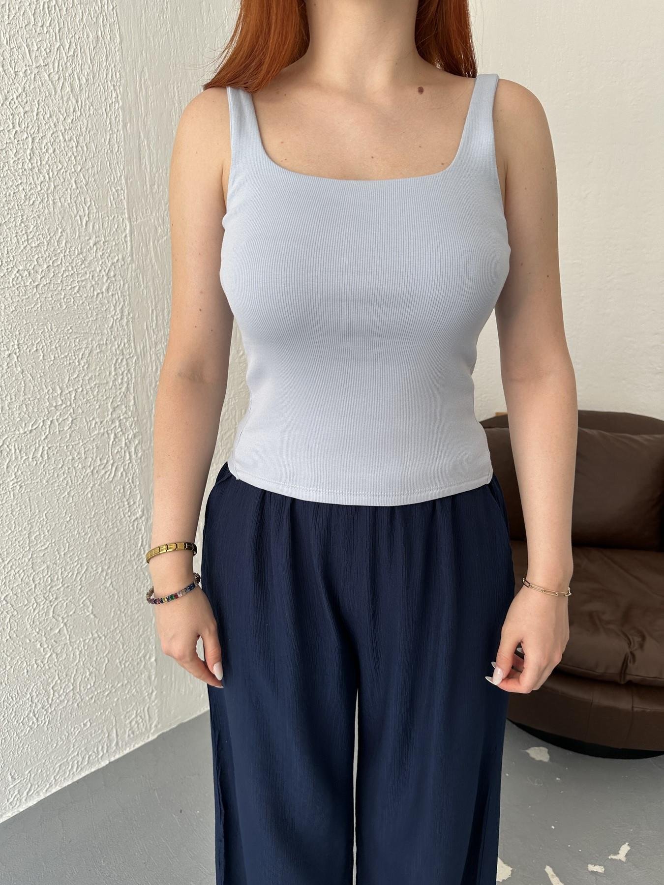 Askılı Fitilli Atlet Açık mavi