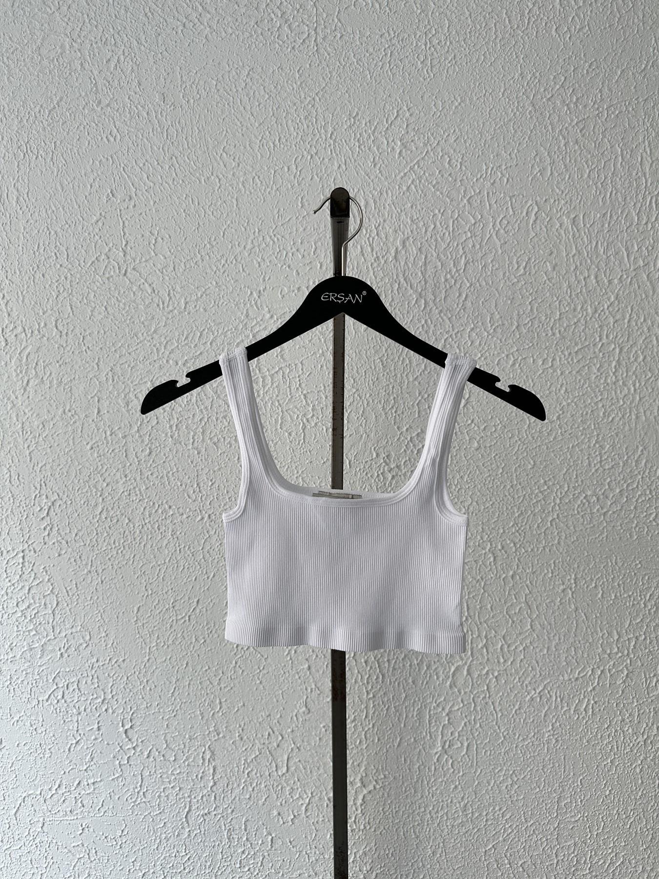 Askılı Fitilli Atlet Beyaz