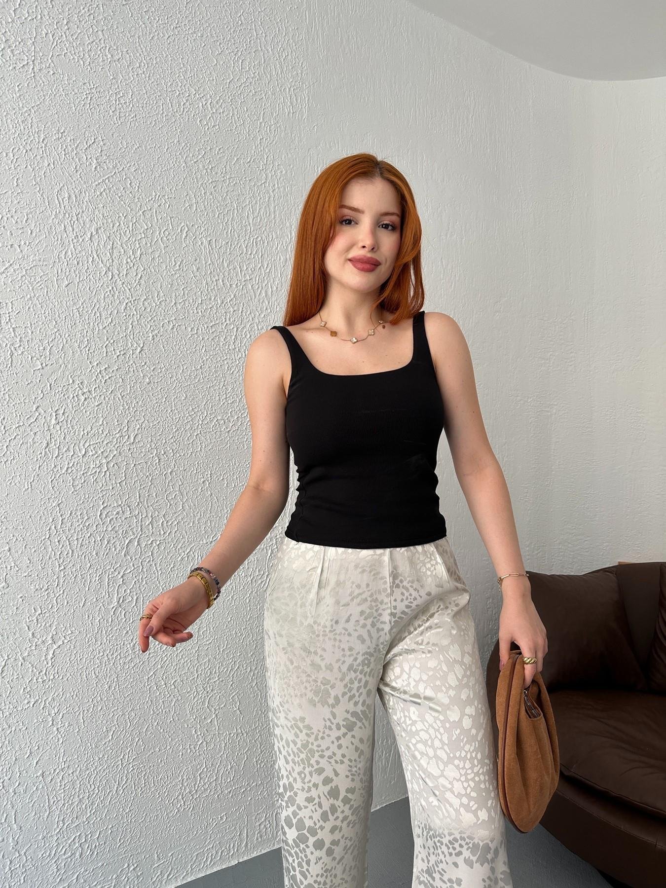 Askılı Fitilli Atlet Siyah