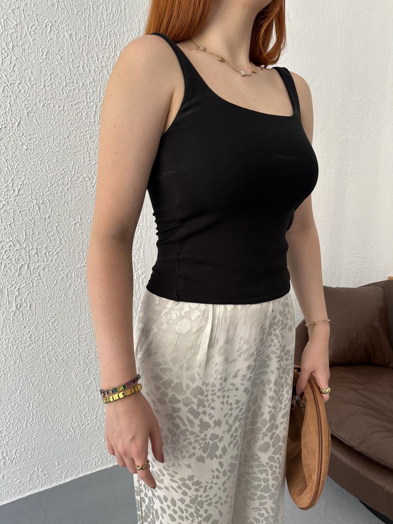 Askılı Fitilli Atlet Siyah