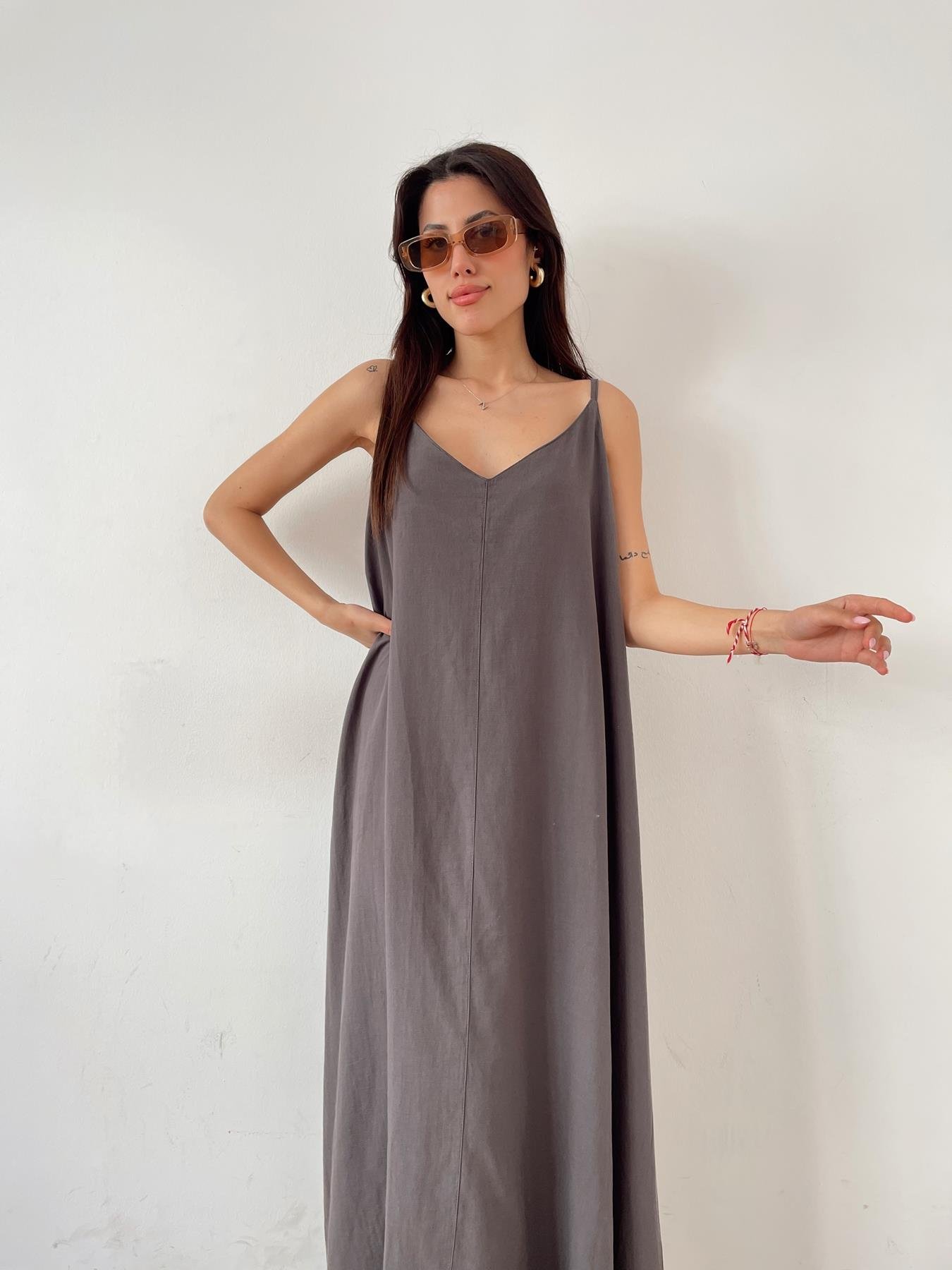 Askılı Uzun Elbise ANTRASİT
