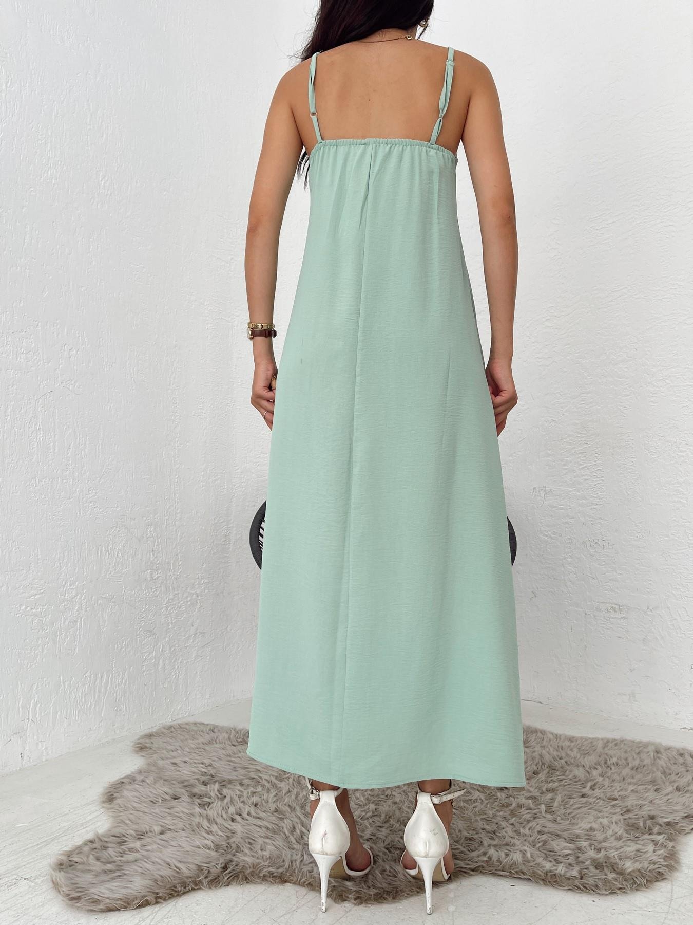 Askılı Uzun Elbise MİNT