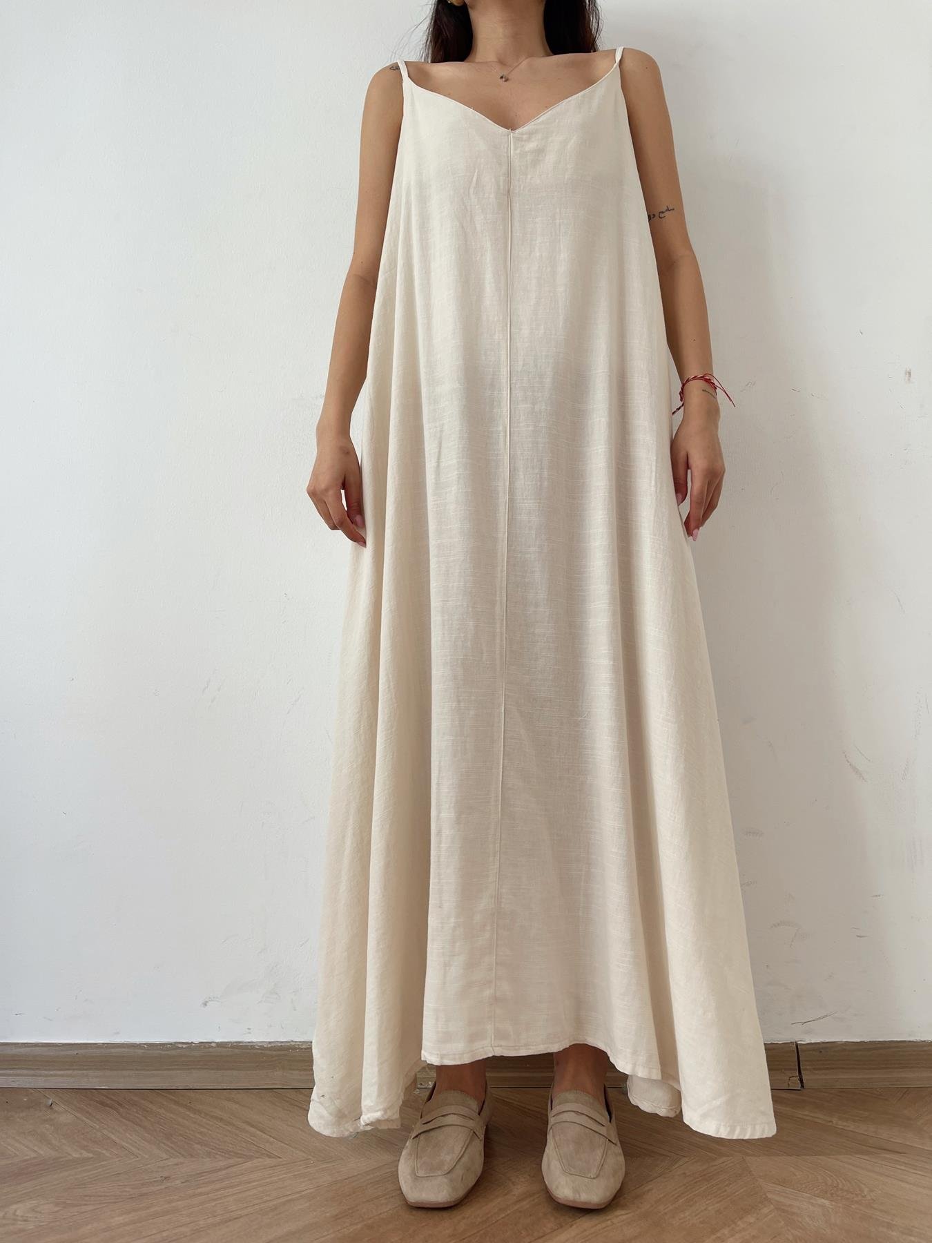 Askılı Uzun Elbise TAŞ