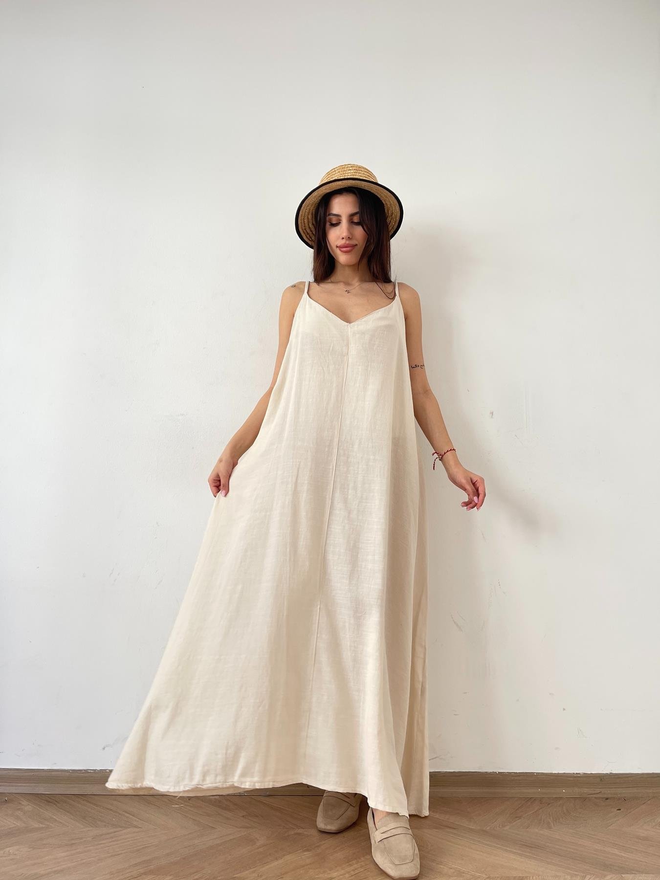 Askılı Uzun Elbise TAŞ