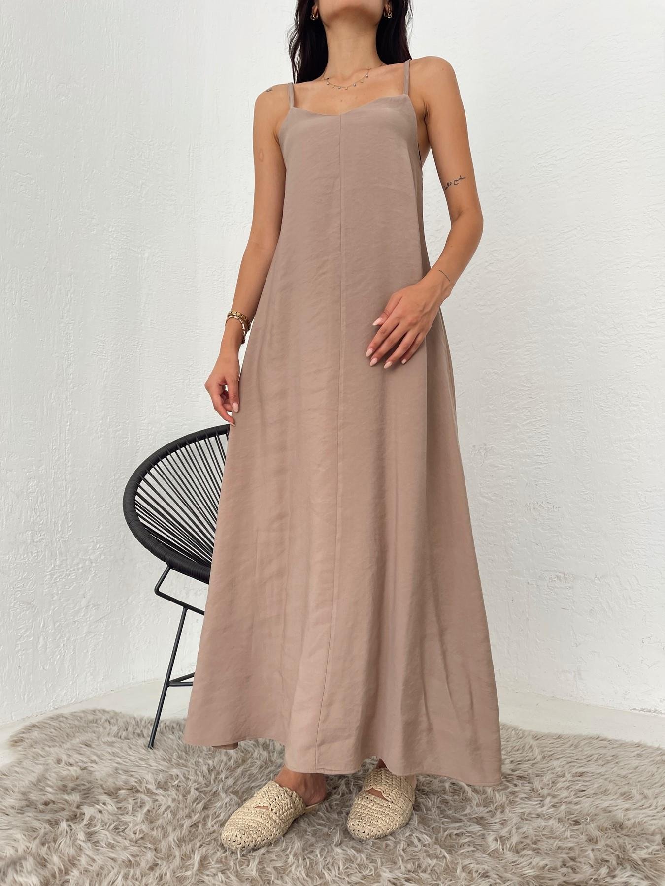 Askılı Uzun Elbise VİZON