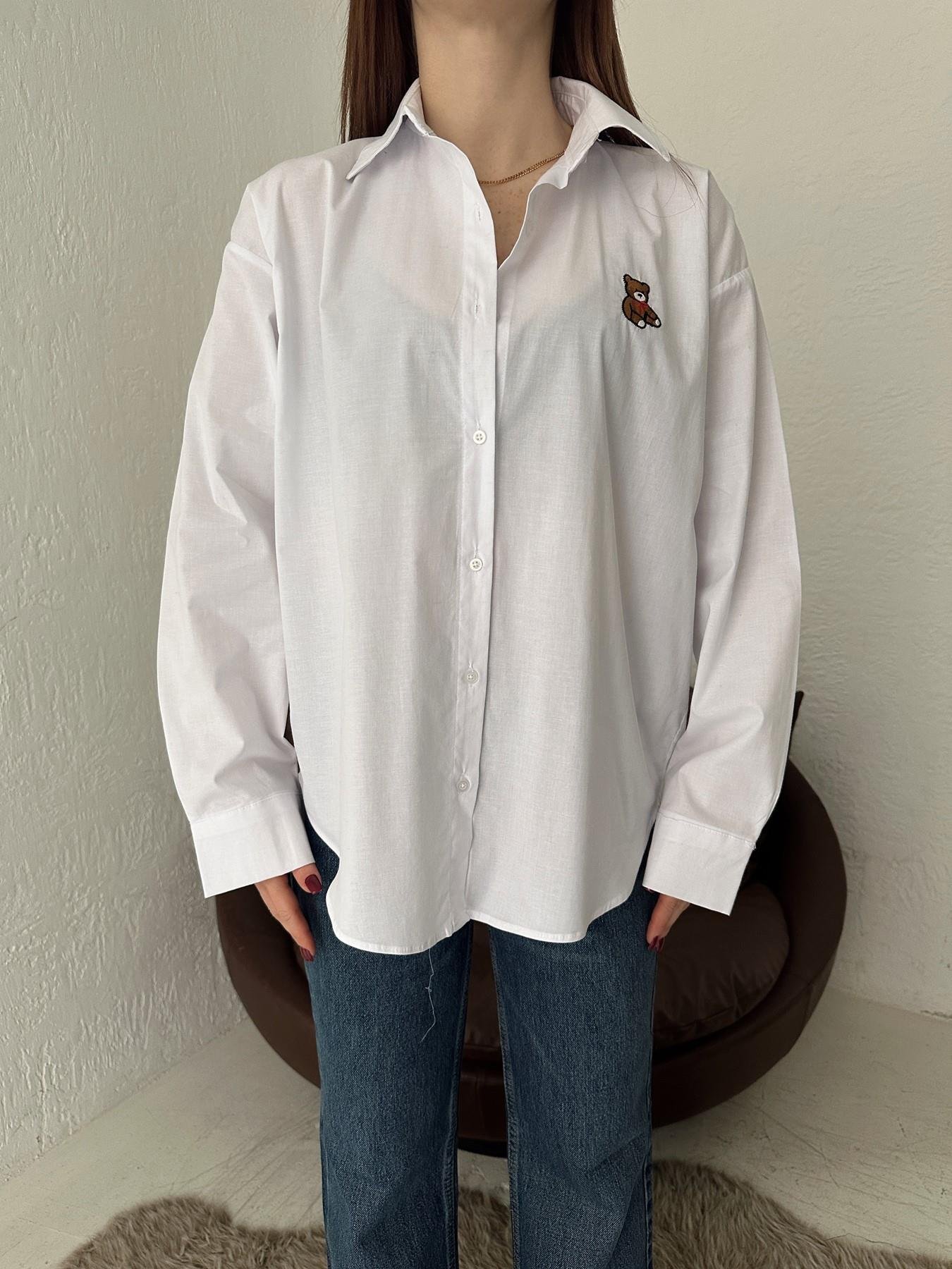 Ayıcık Nakışlı Gömlek BEYAZ