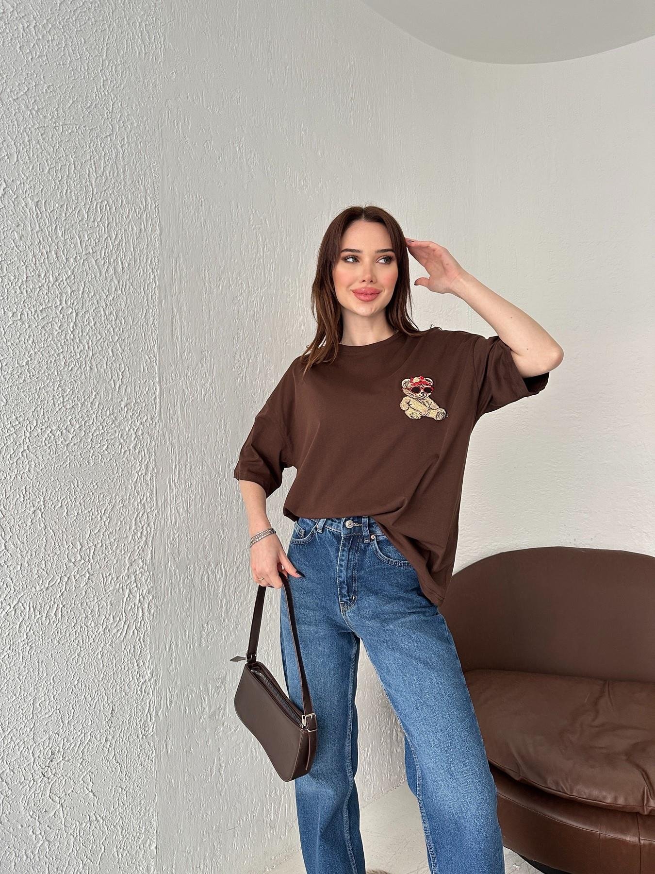 Ayıcık Nakışlı Tişört KAHVE