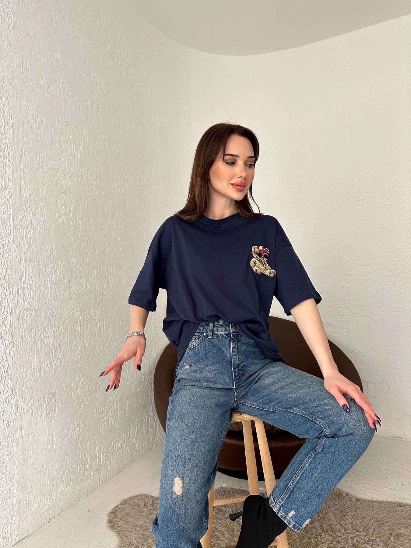 Ayıcık Nakışlı Tişört LACİVERT