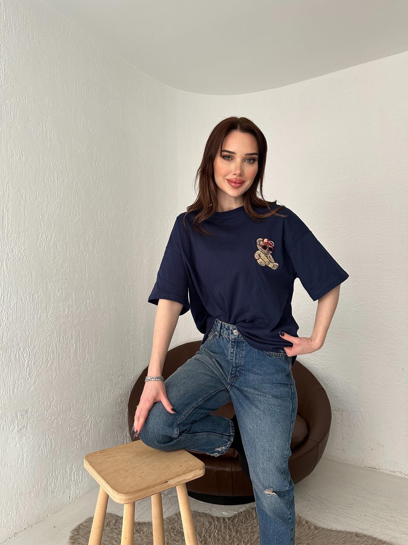 Ayıcık Nakışlı Tişört LACİVERT