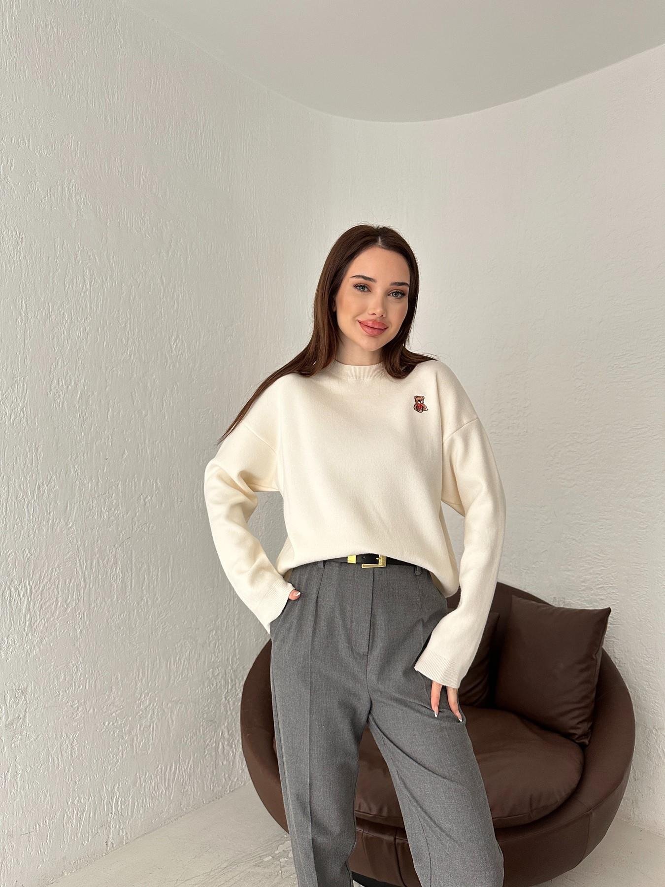 Ayıcık Nakışlı Yumoş Kazak EKRU