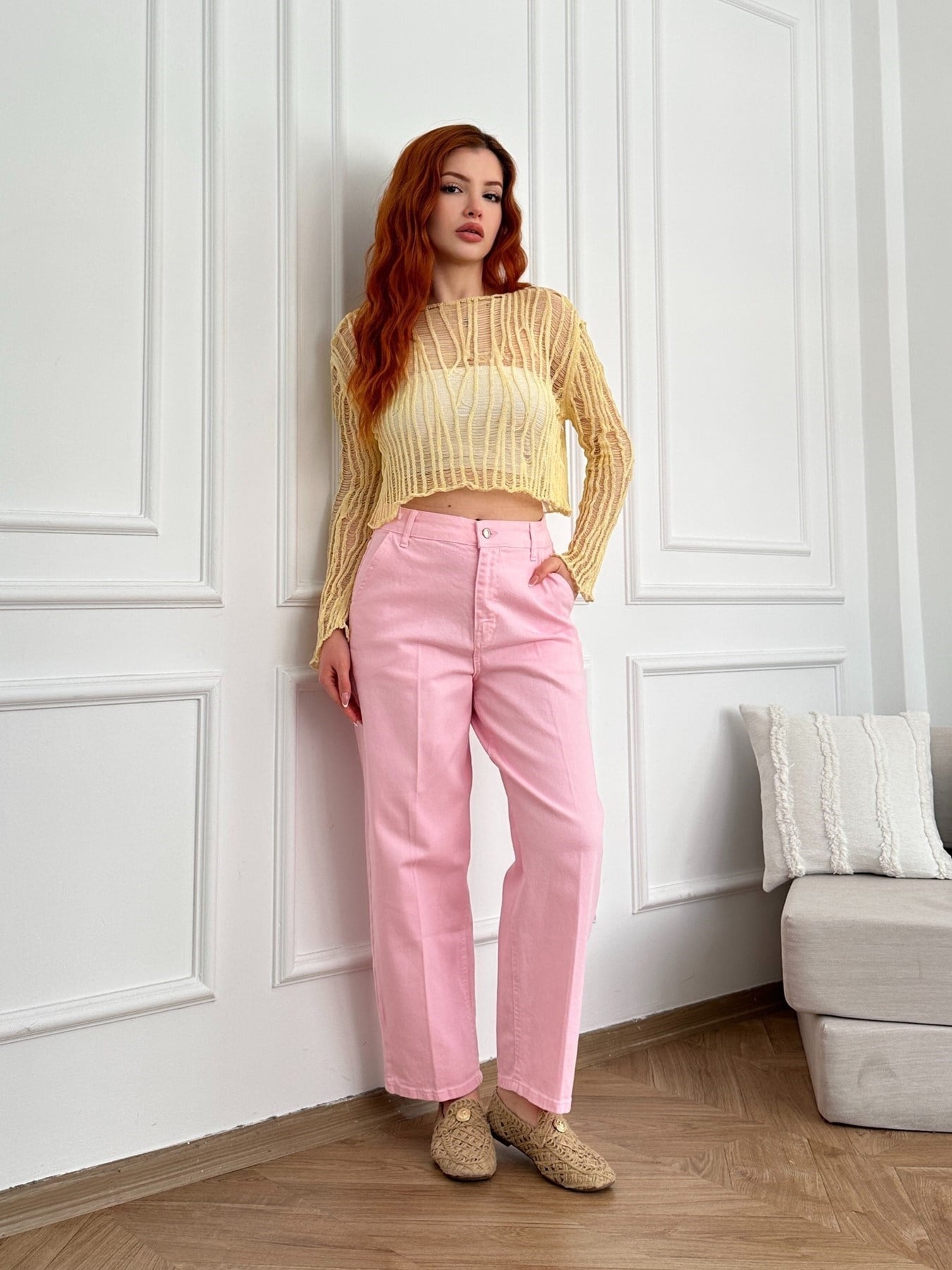 Baggy Kesim Pantolon Pembe